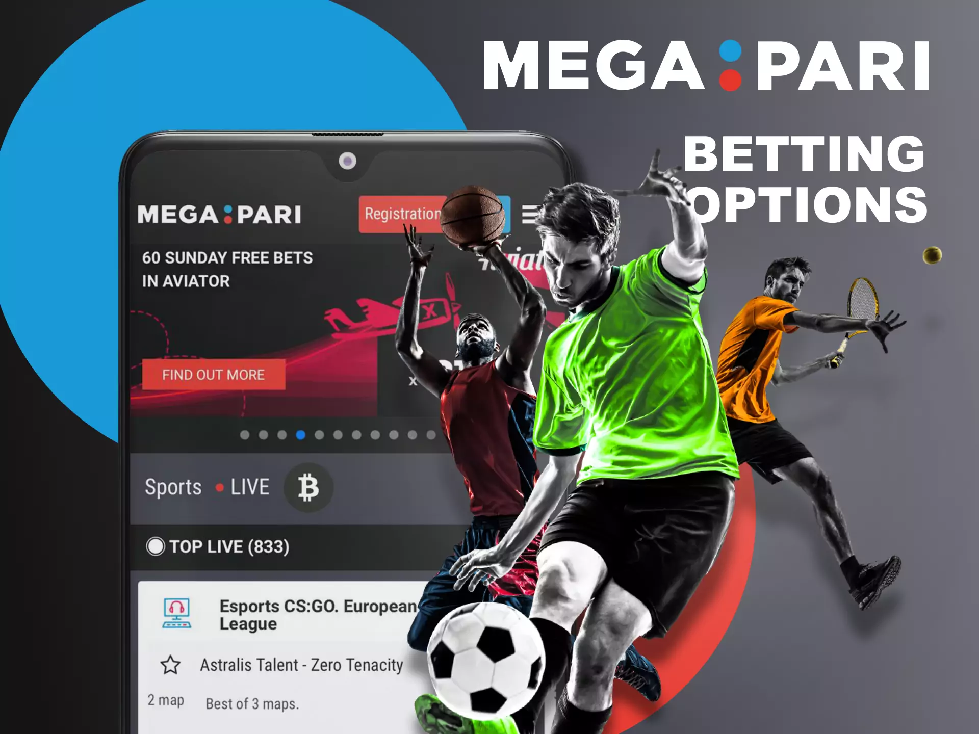 Try different options for sports betting in the Megapari app.