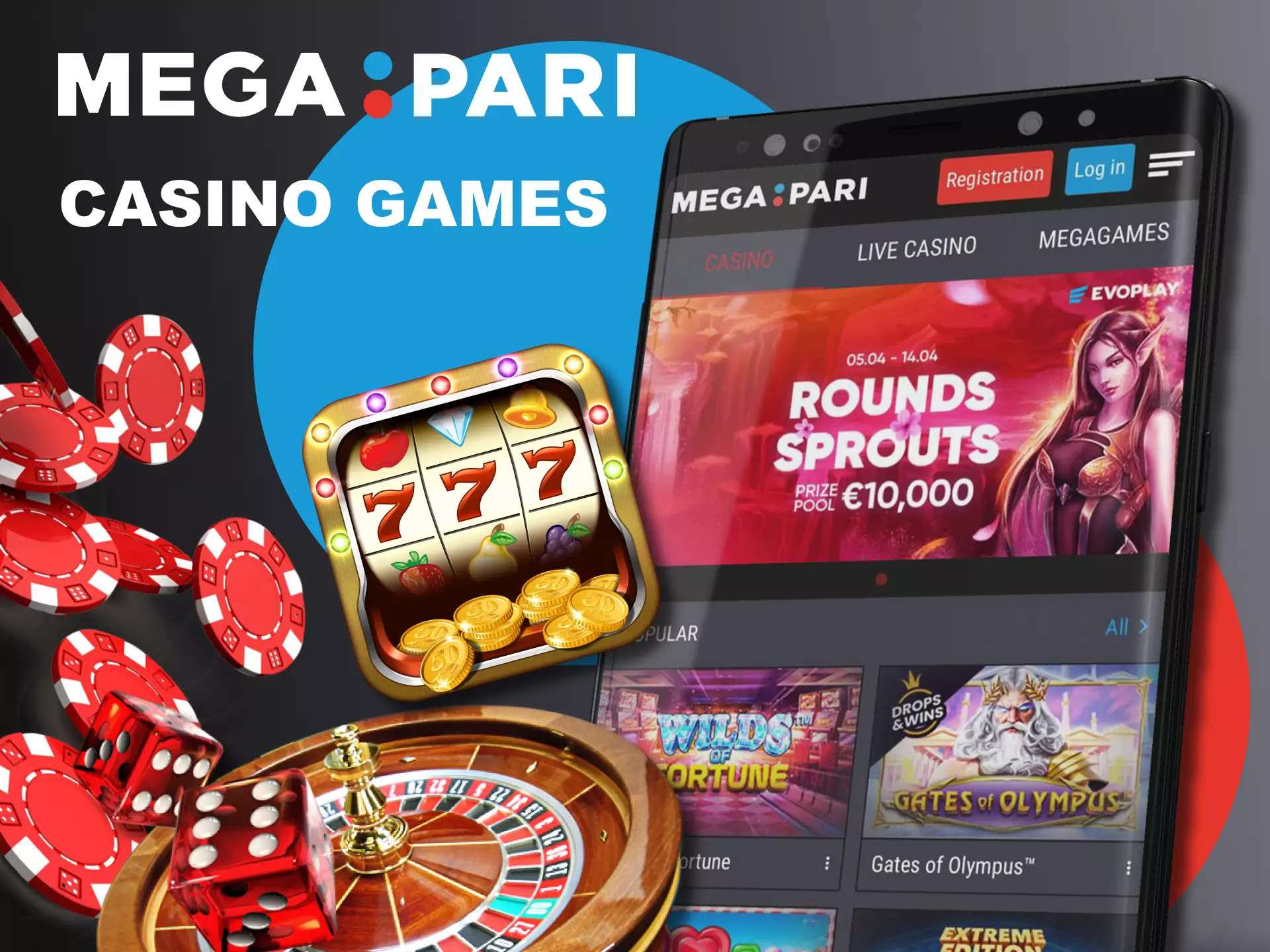 In the Megapari app, go to the casino section and play any games.