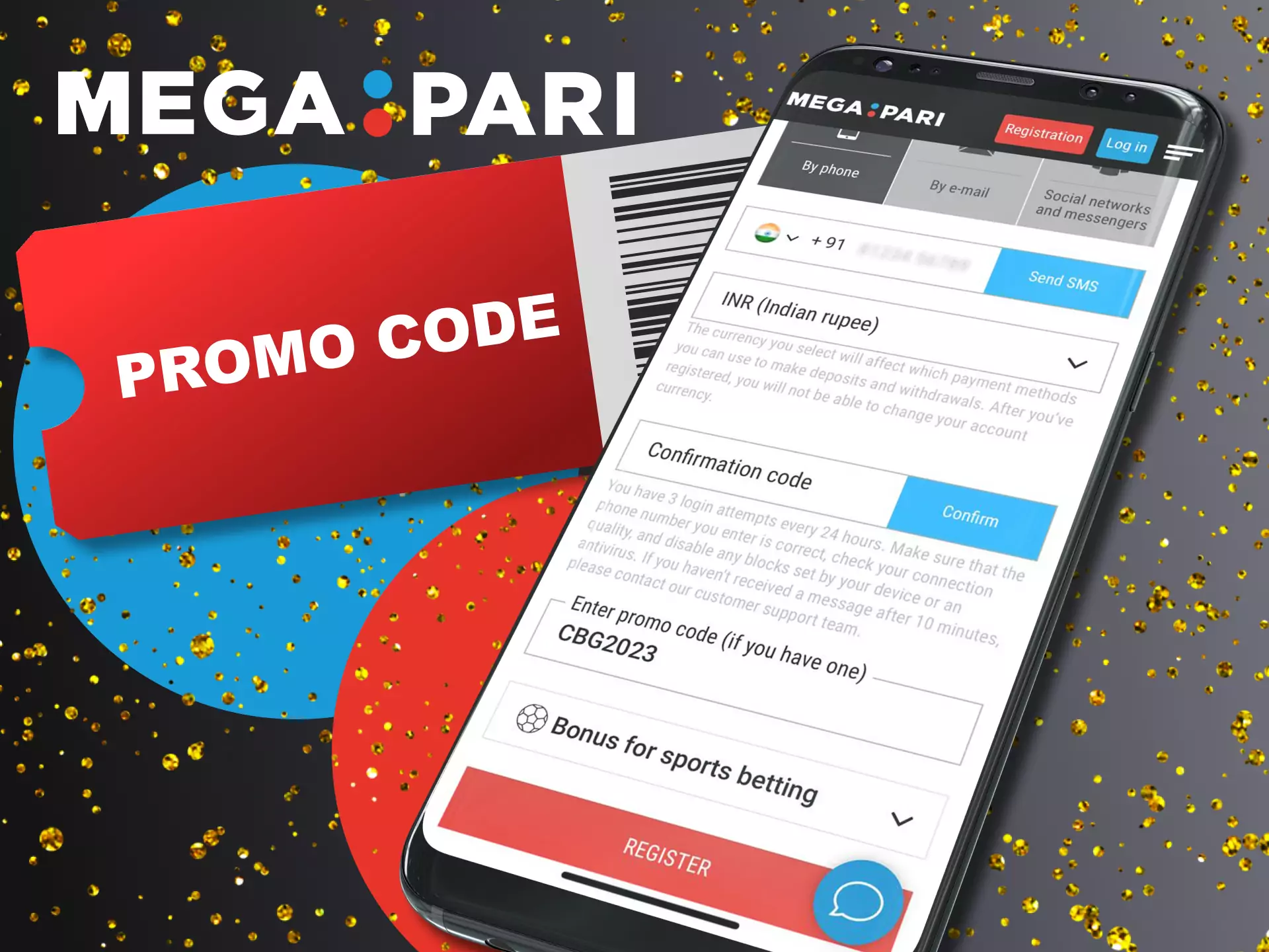 When registering on the Megapari app be sure to apply a promo code.