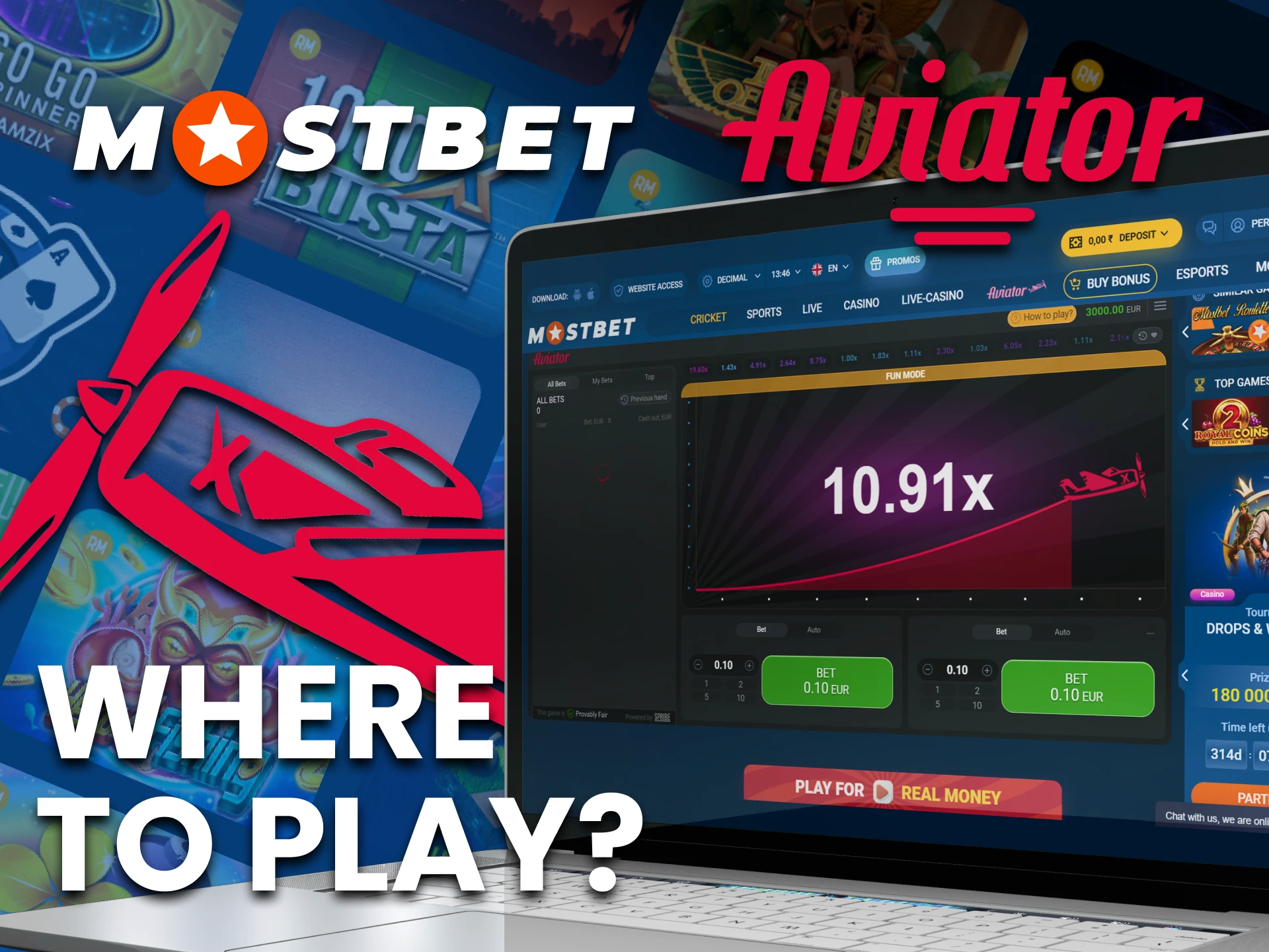 You can play Aviator on the Mostbet site.