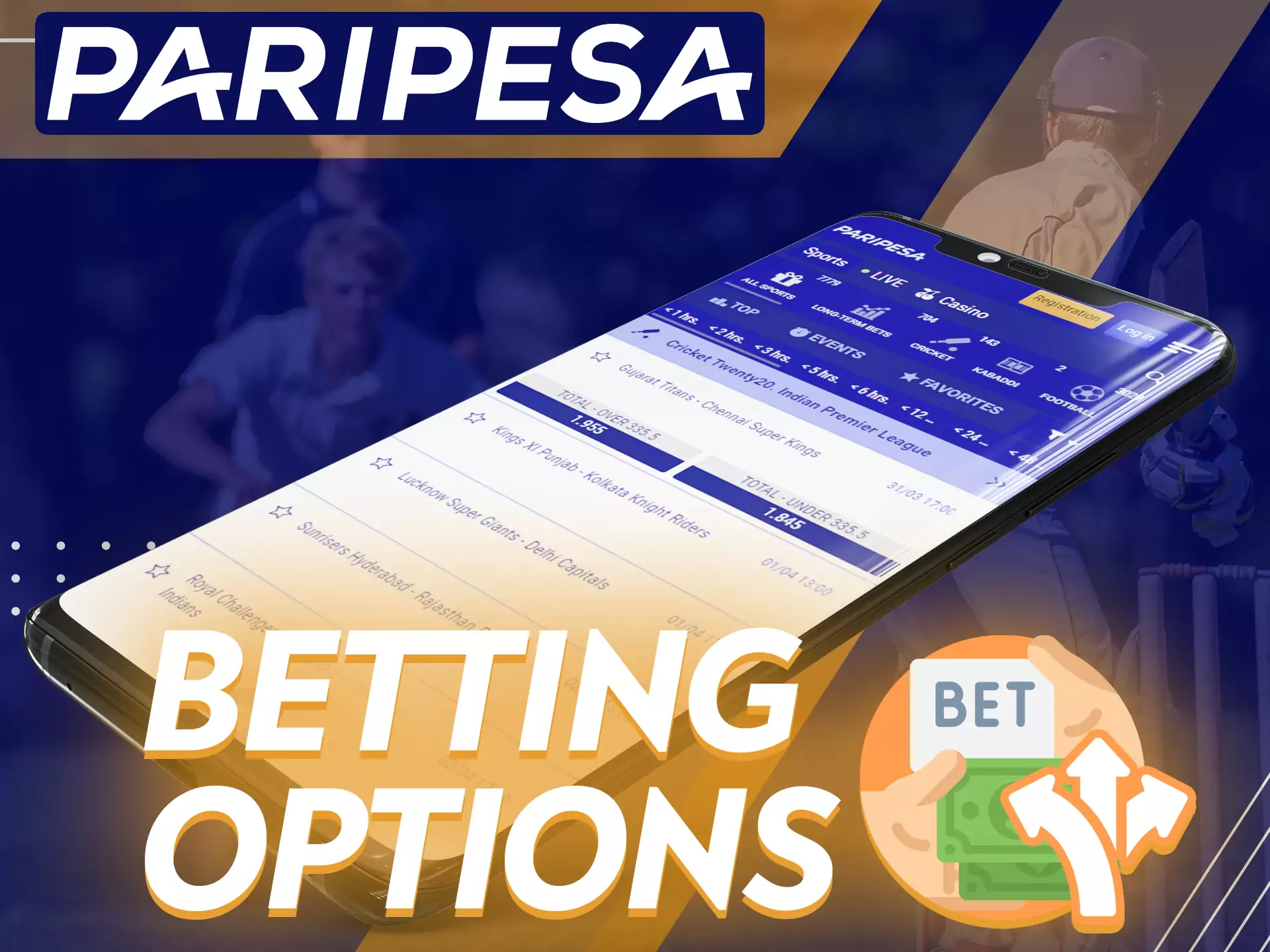 The Paripesa app has various options for sports betting.