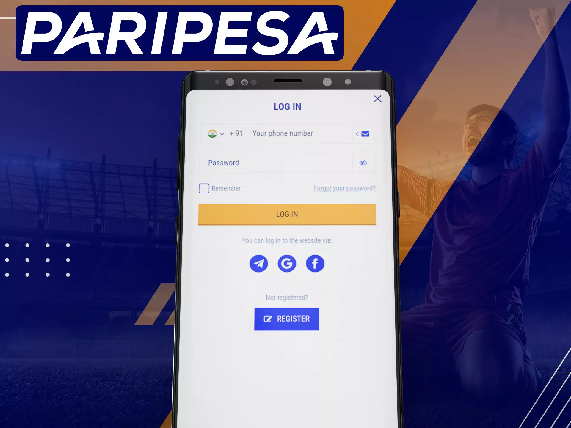 On the Paripesa app, log in to your account to get all the features.