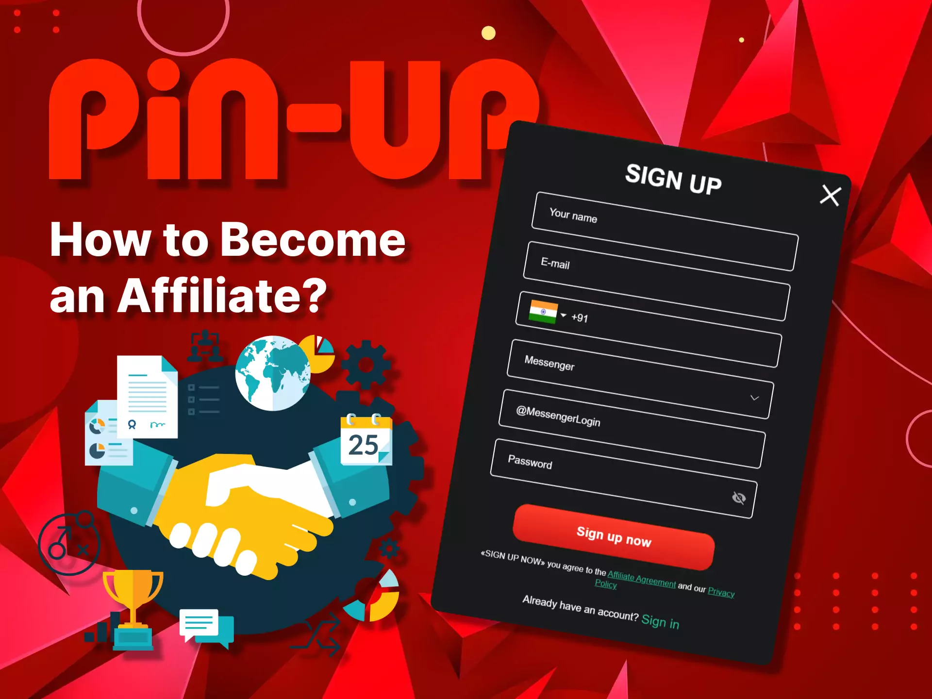 You can easily join the Pin-Up affiliate program.