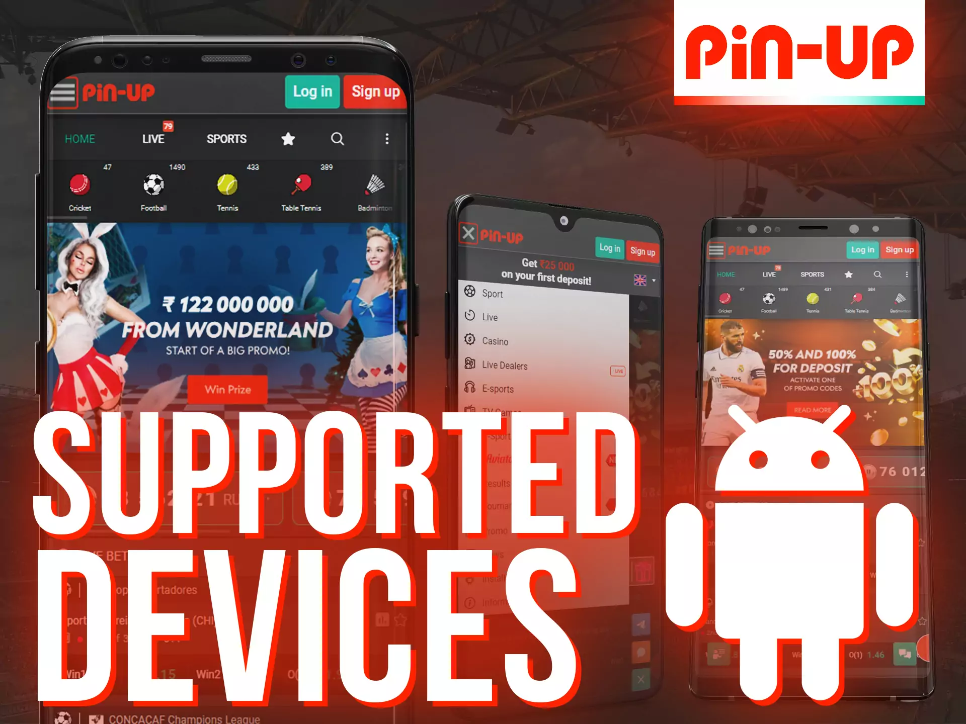 Pin-Up app is supported on various Android devices.