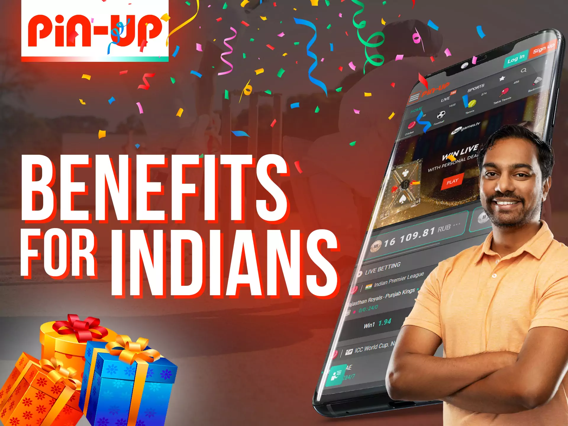 The Pin-Up app gives players from India special benefits and bonuses.