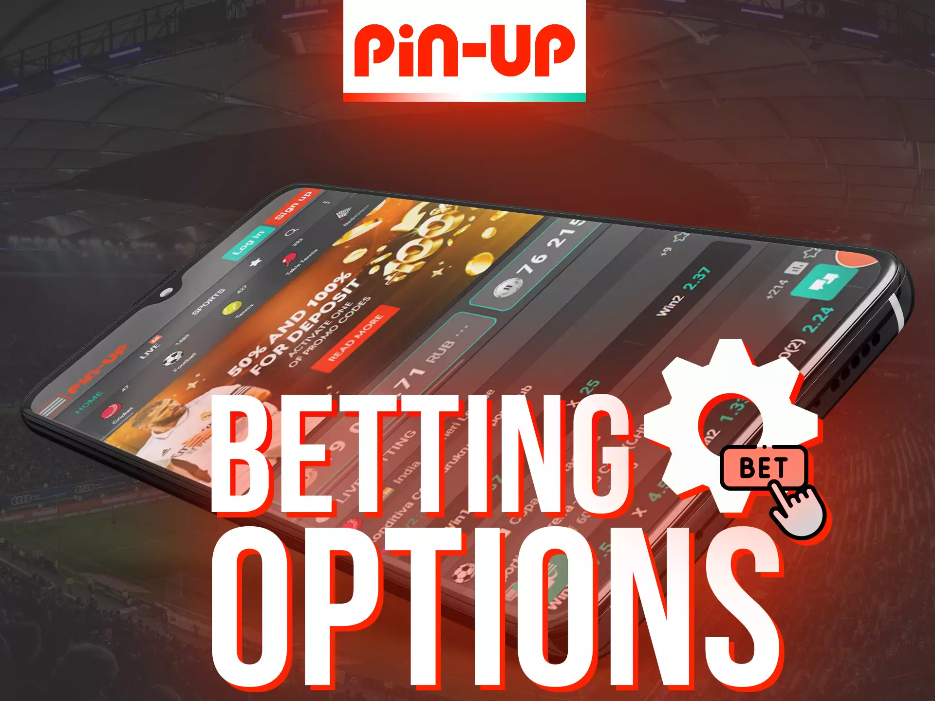 In the Pin-Up app, try different options for sports betting.