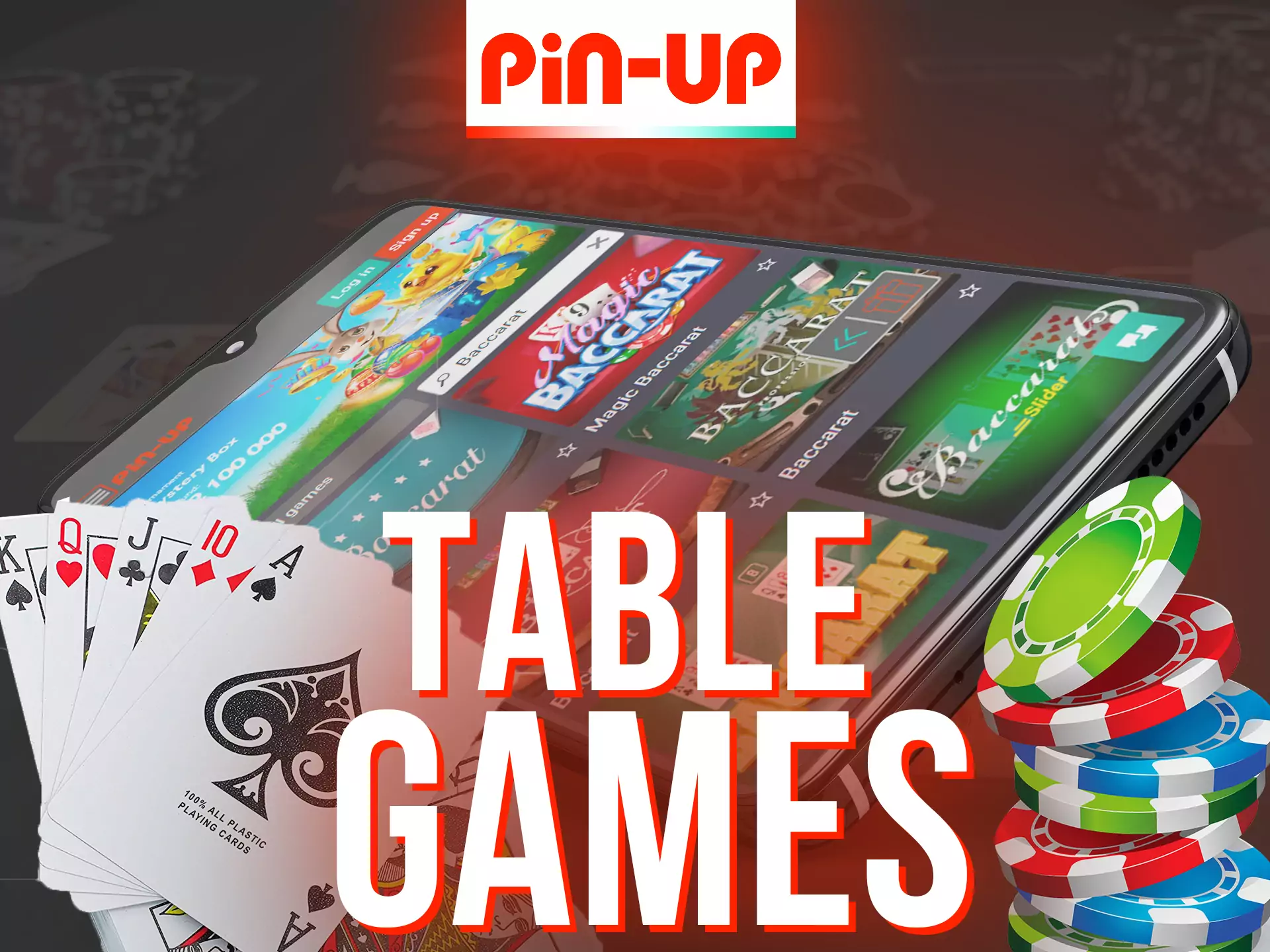 In the Pin-Up app you can play casino table games.