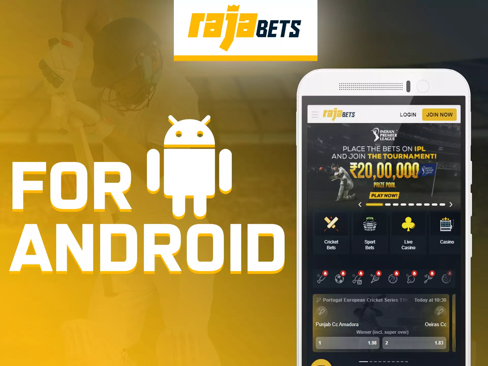 Install Rajabets app on your Android phone.