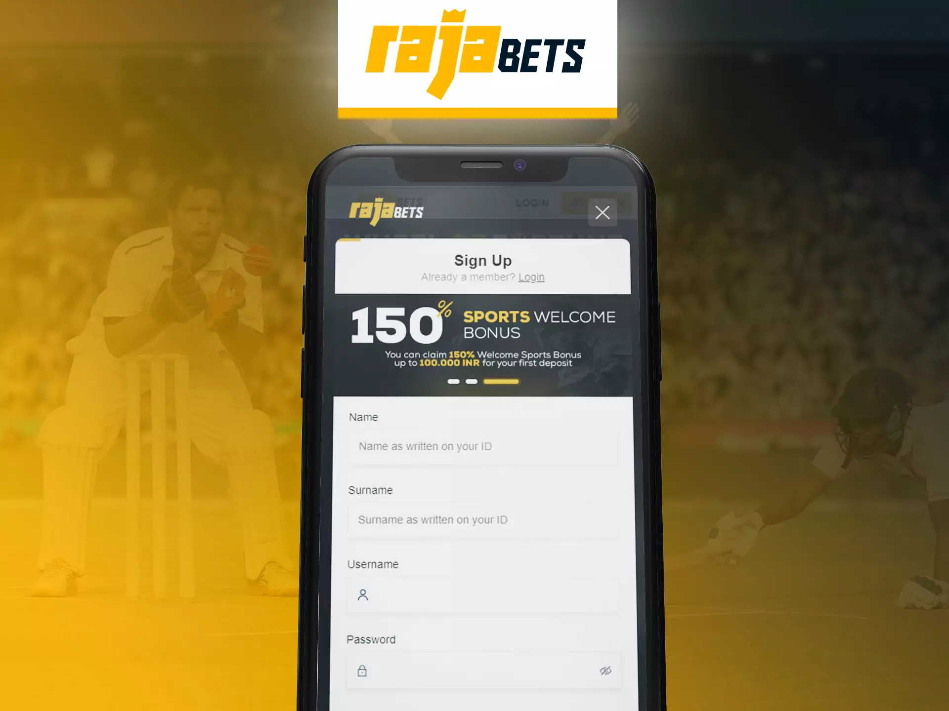 Complete a quick and easy registration on Rajabets app.
