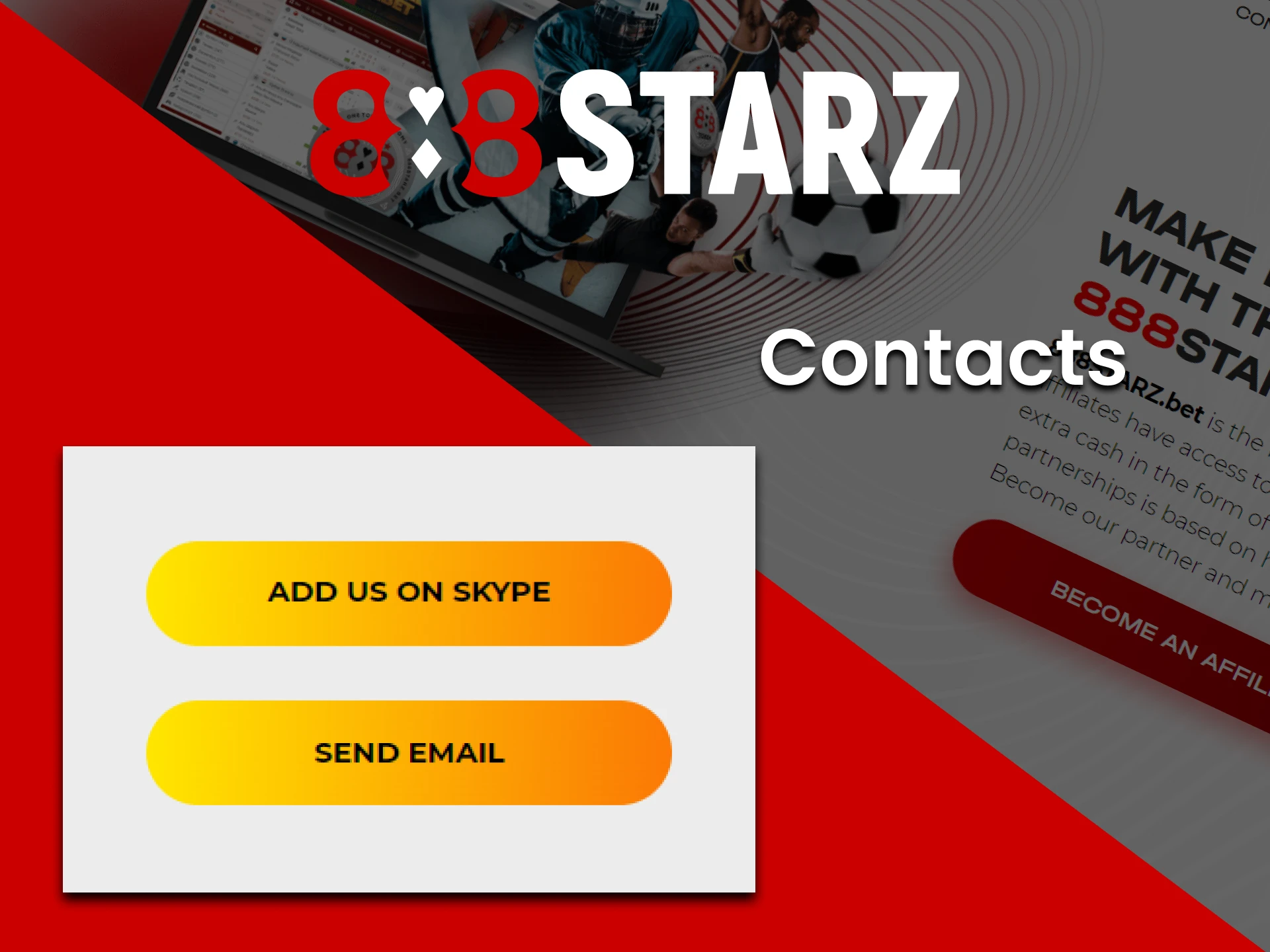 Contact 888starz staff by using contacts.