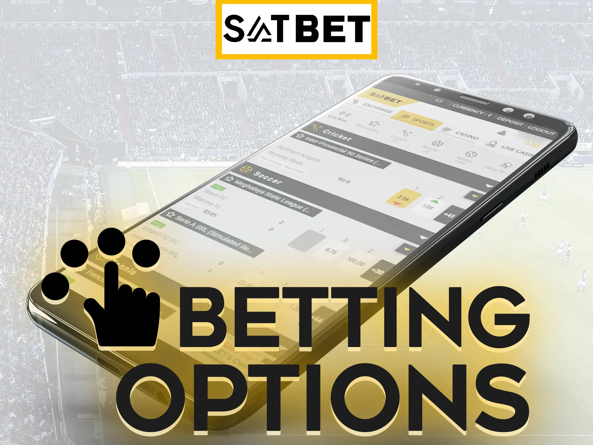 Choose different betting options in Satbet app.
