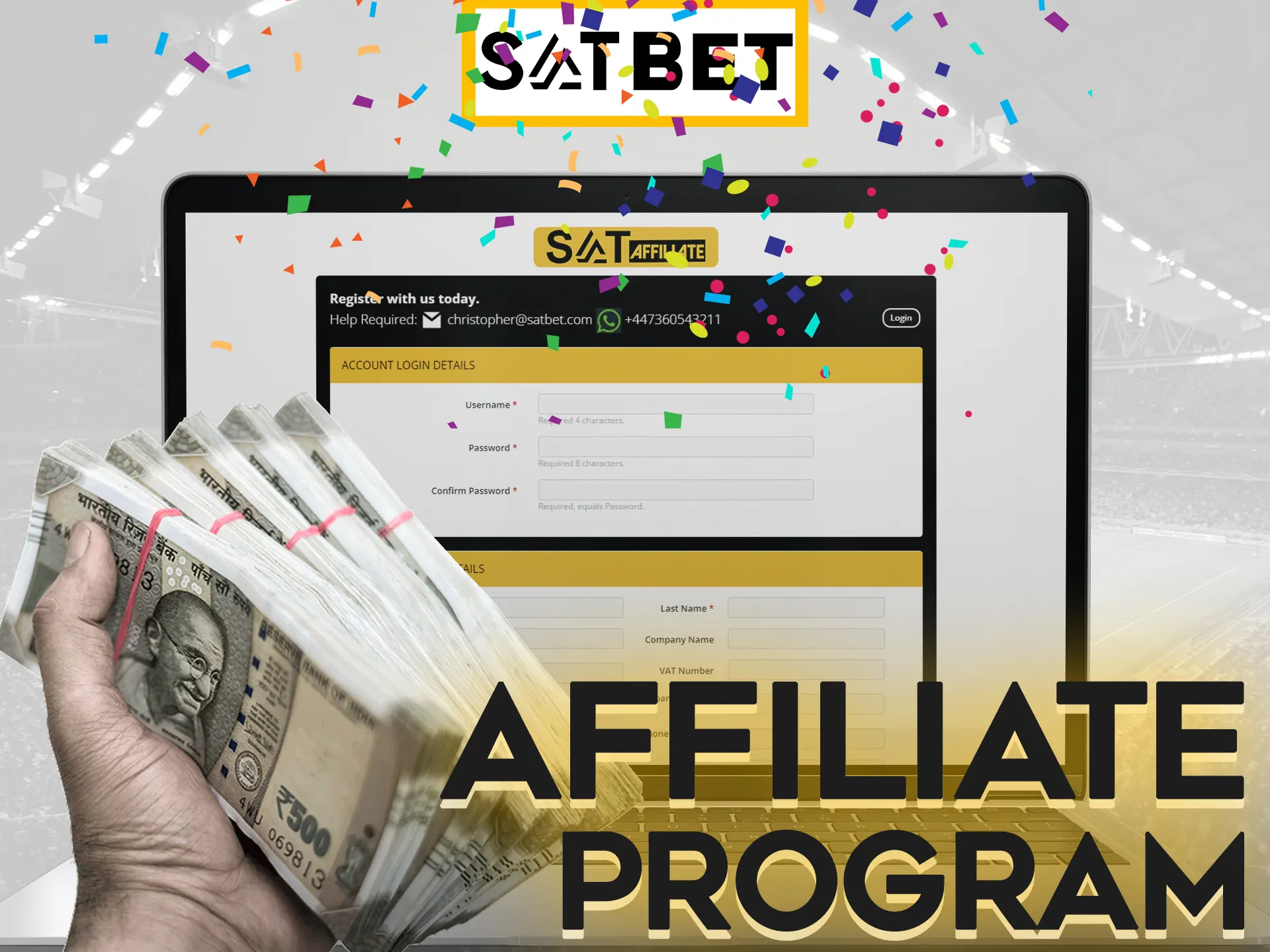 Invite your friends to Satbet using affiliate program.
