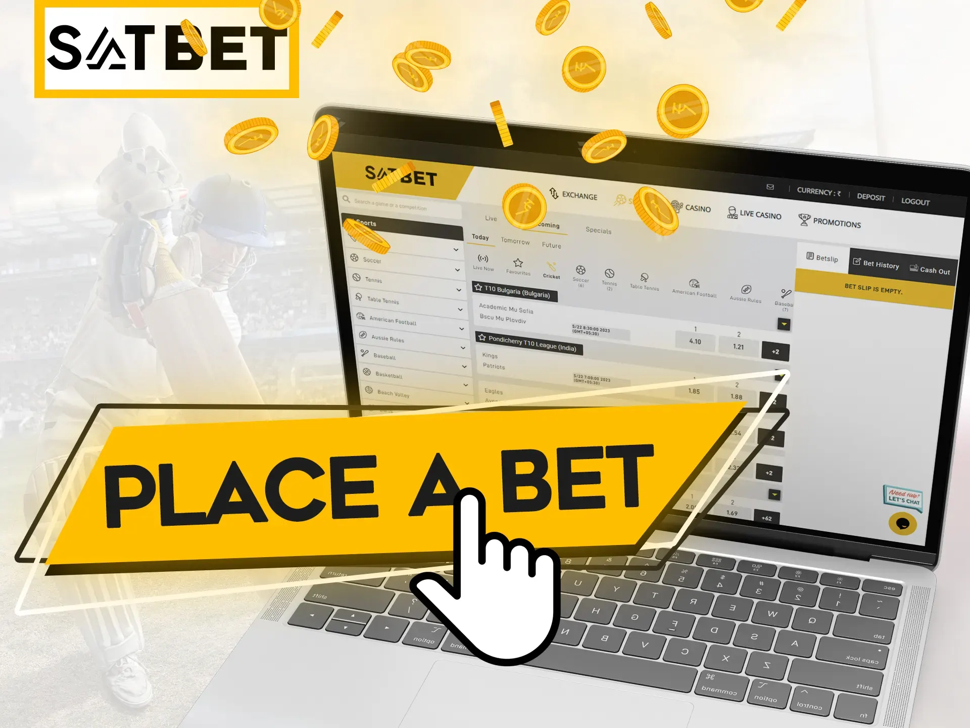 Make bets at Satbet with simple steps.