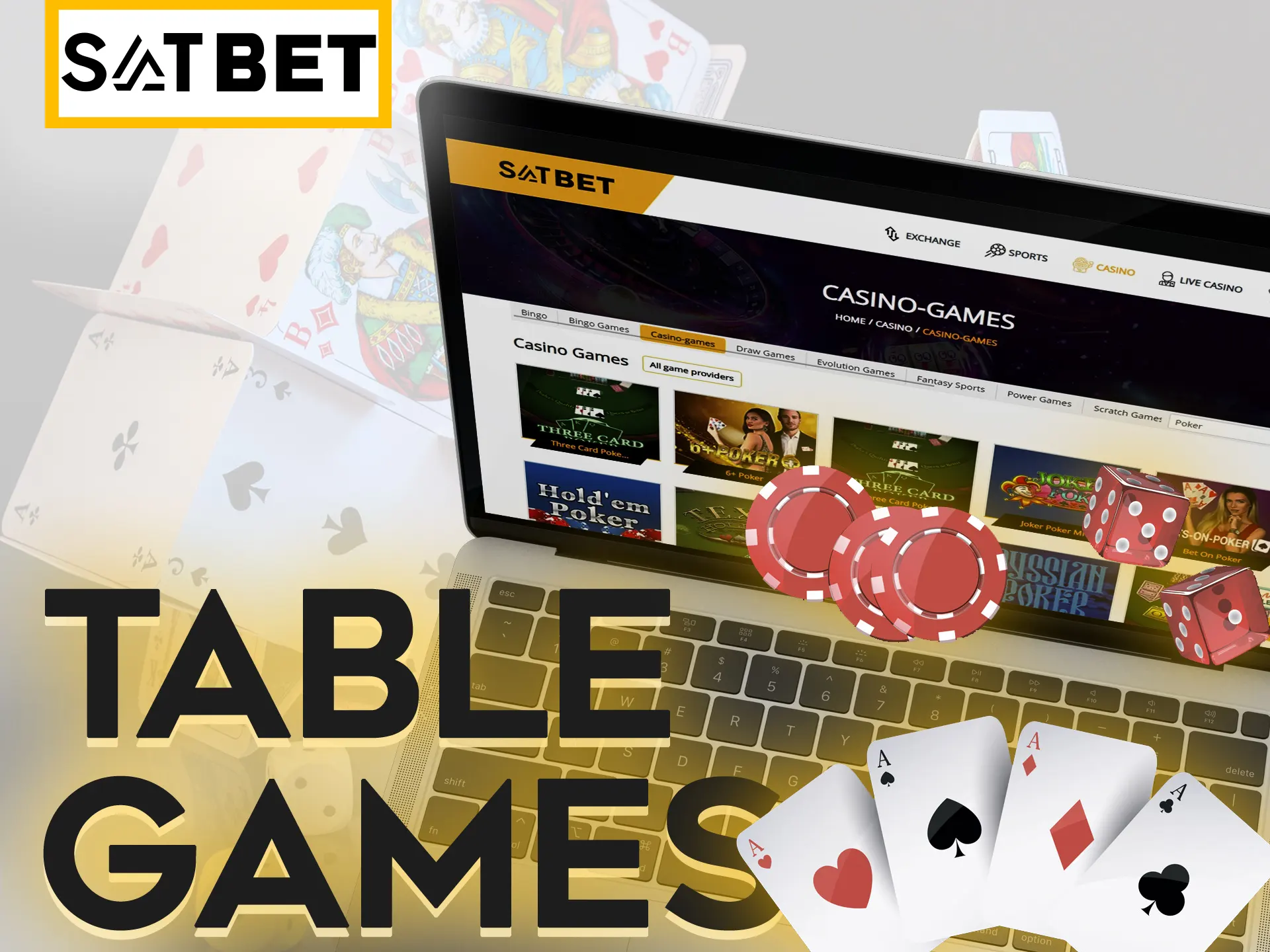 Play different table games at Satbet casino.