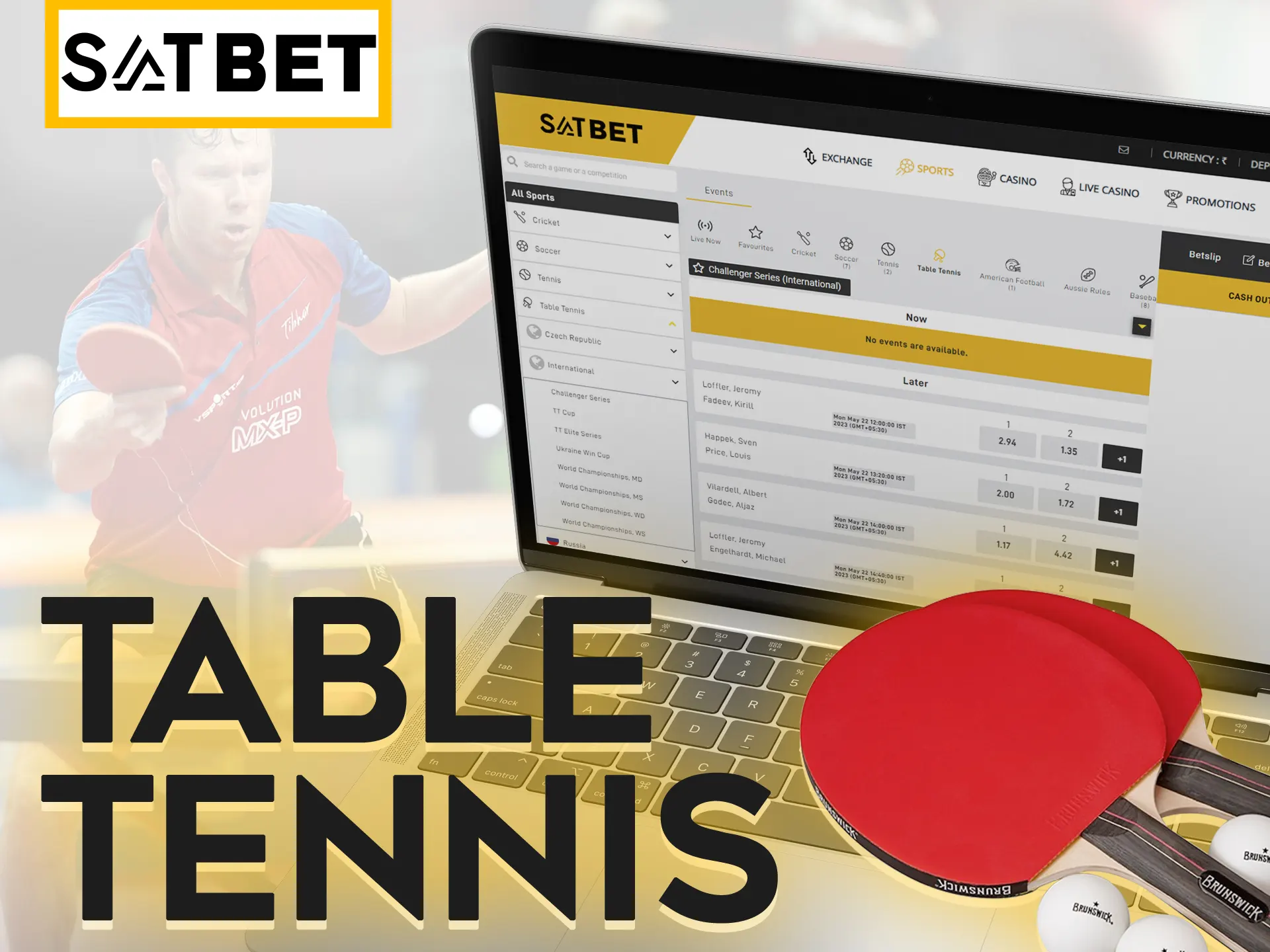 Watch table tennis games at Satbet.