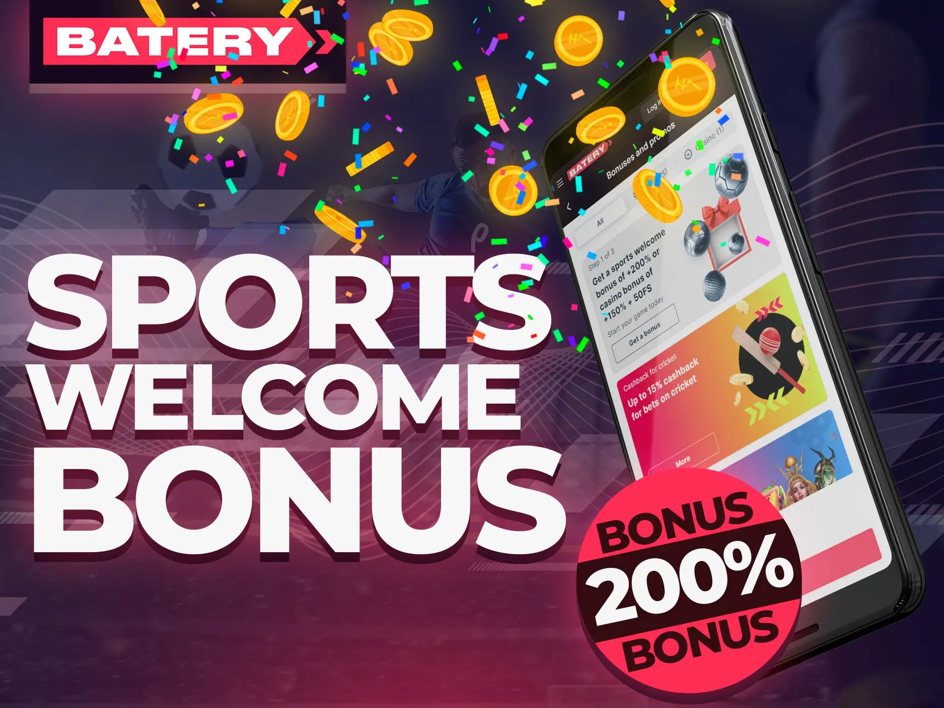Bet on sports at Batery and get your bonus.