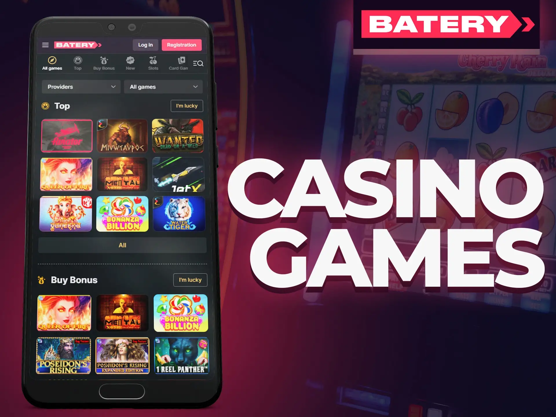 Search for your favourite games in Batery app.