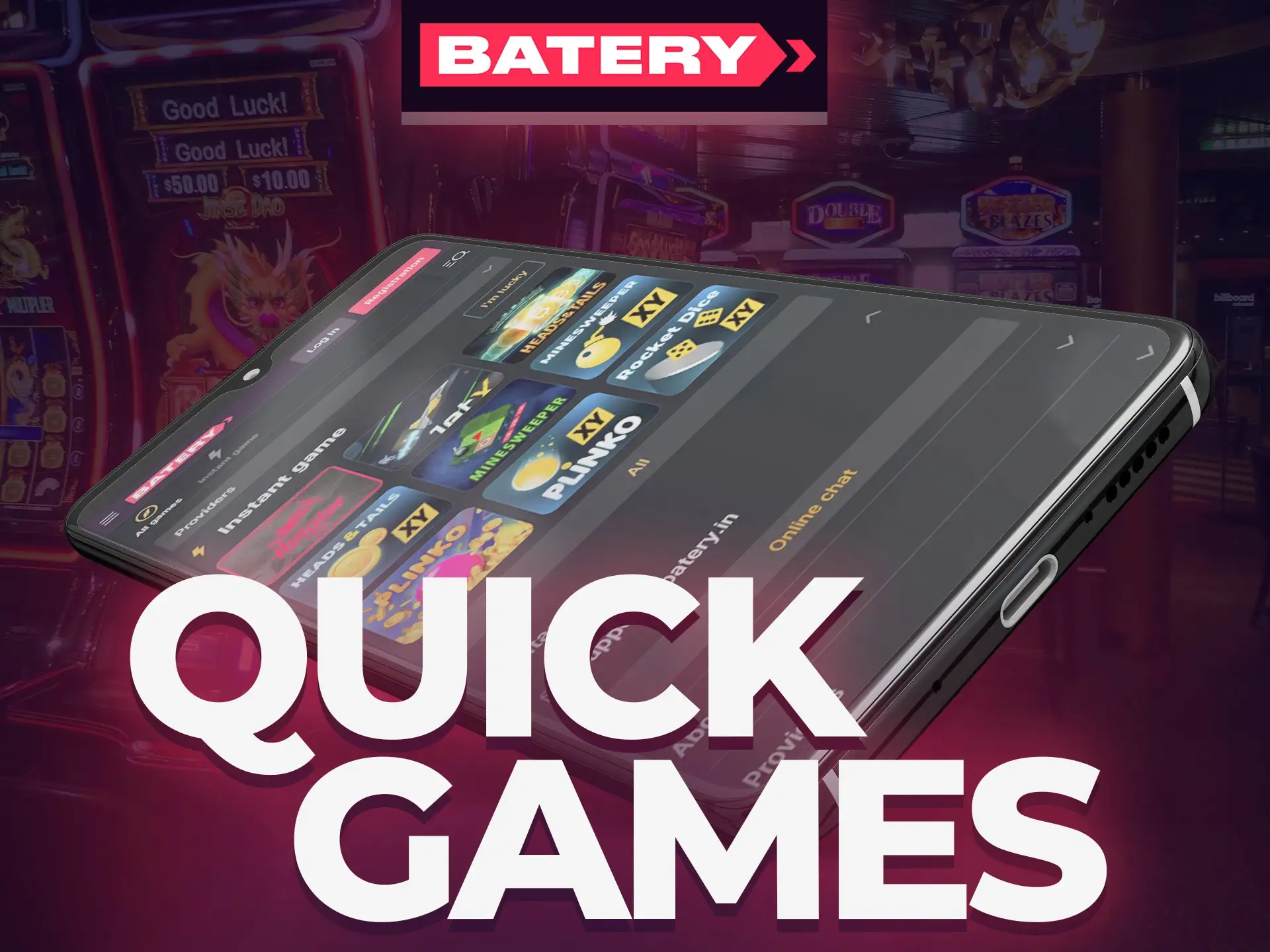 Play casino in quick format in Batery app.