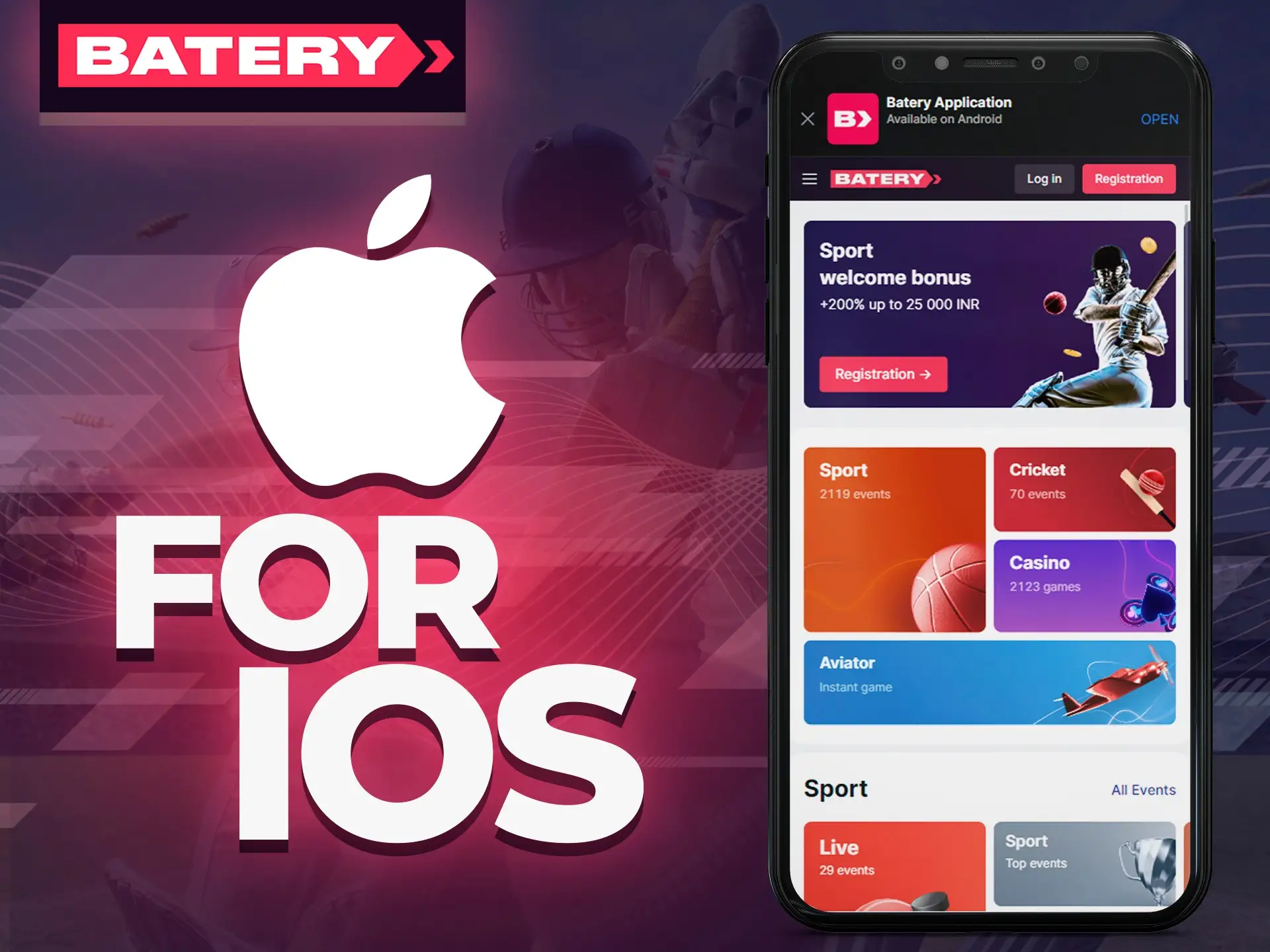 Install Batery iOS app on your Apple device.