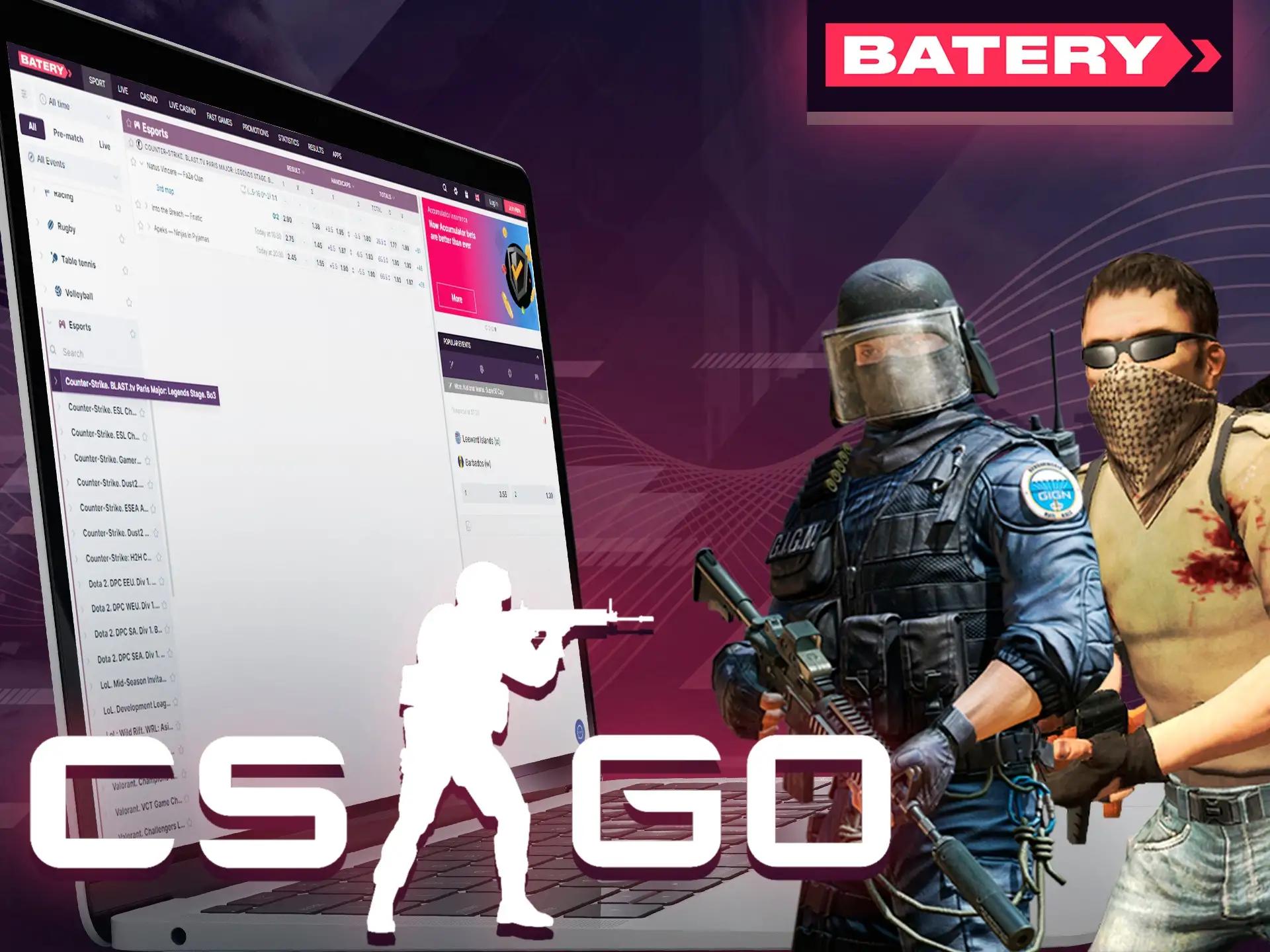 Counter Strike is a great esport to bet on at Batery.