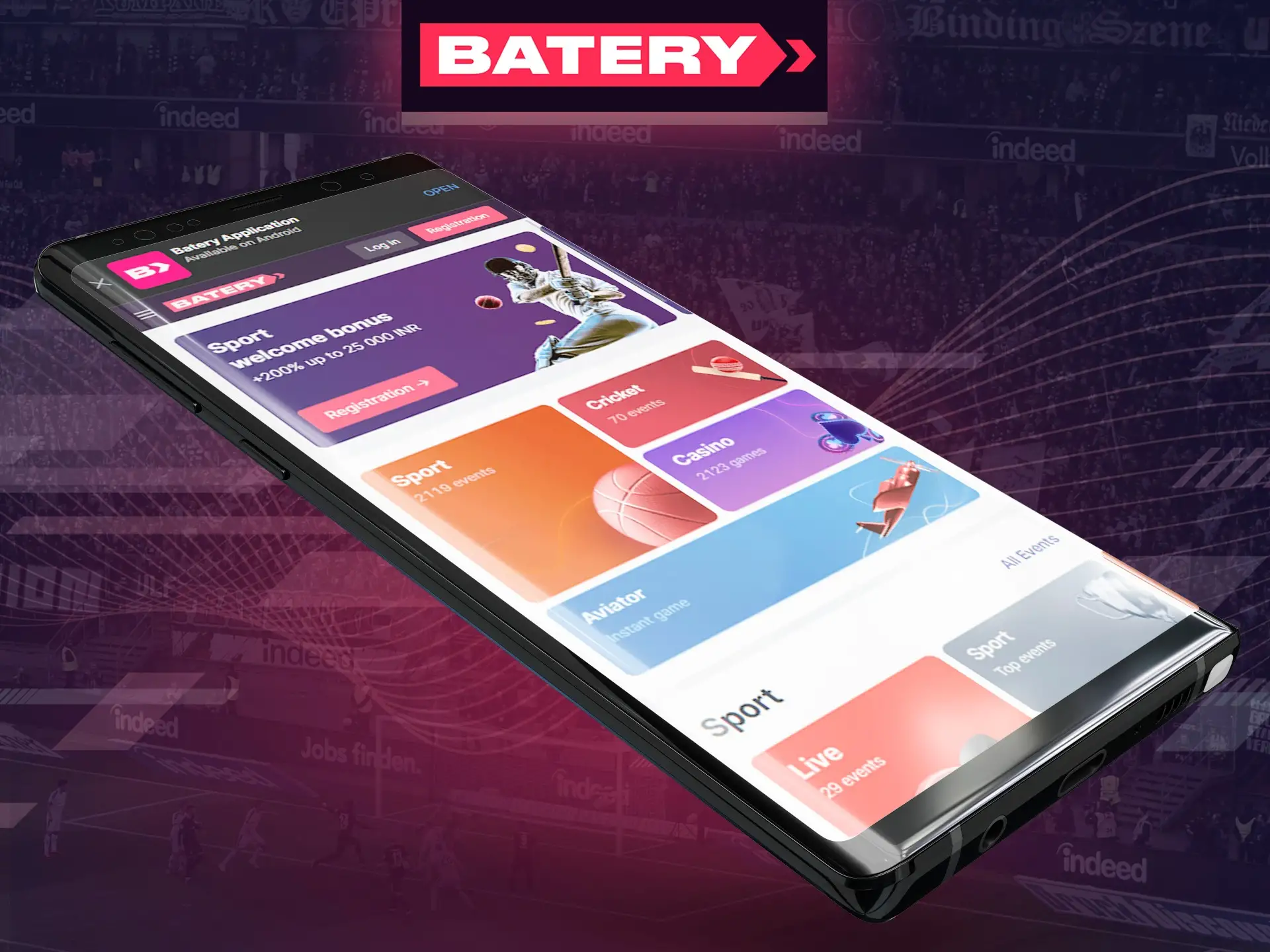 Visit Batery website using mobile device.