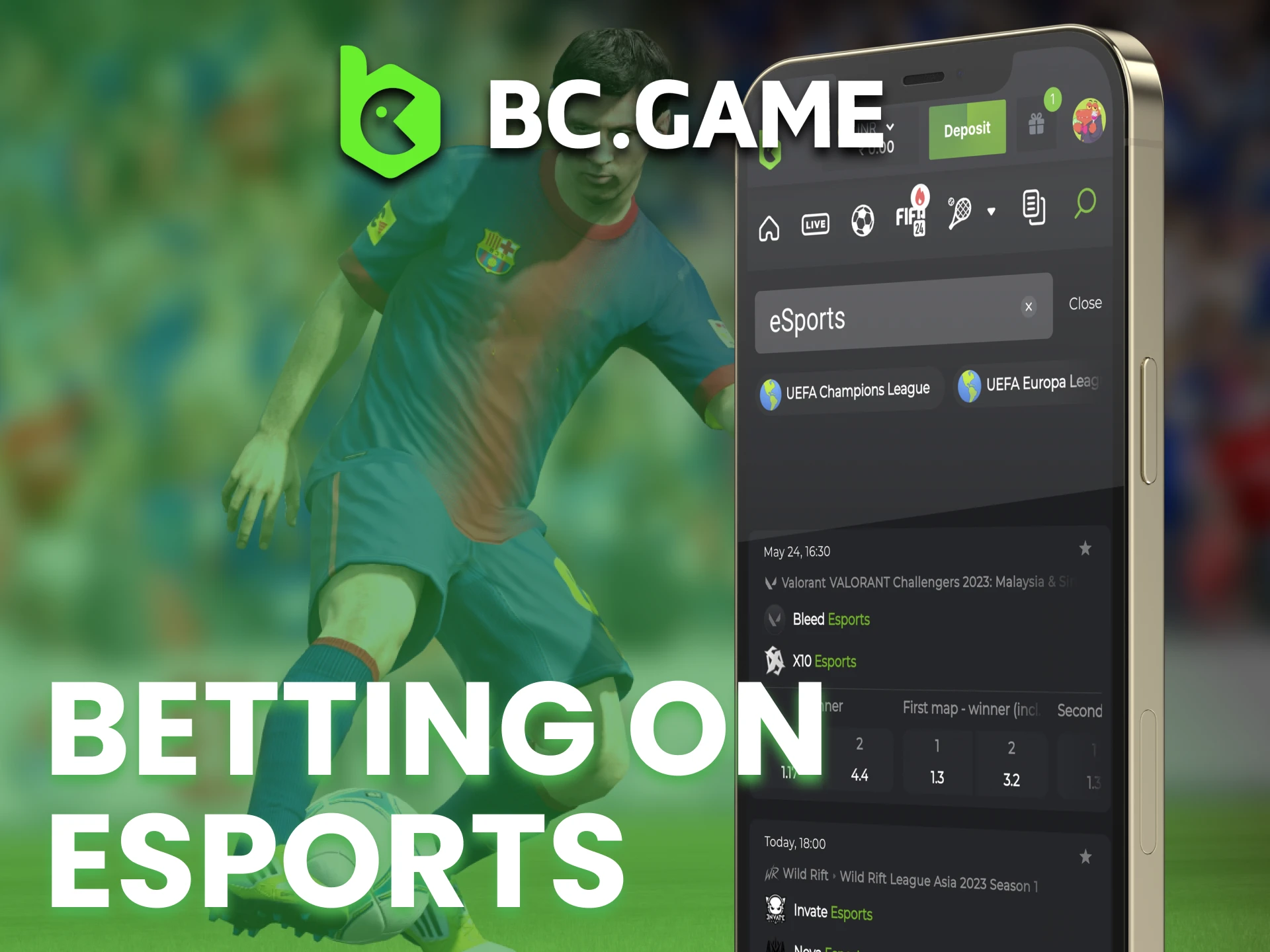 Bet on most intresting esports for watching in BC Game app.