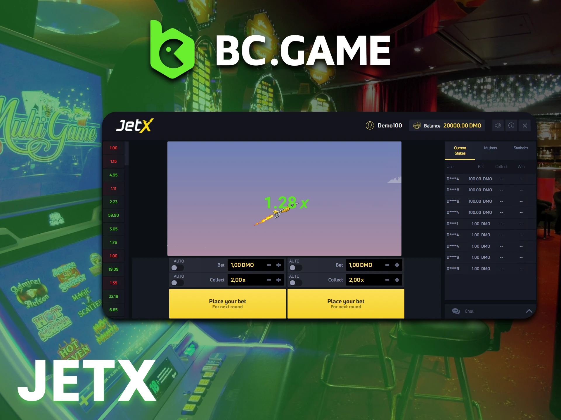 Bet on most profitable rockets in JetX at BC Game casino.