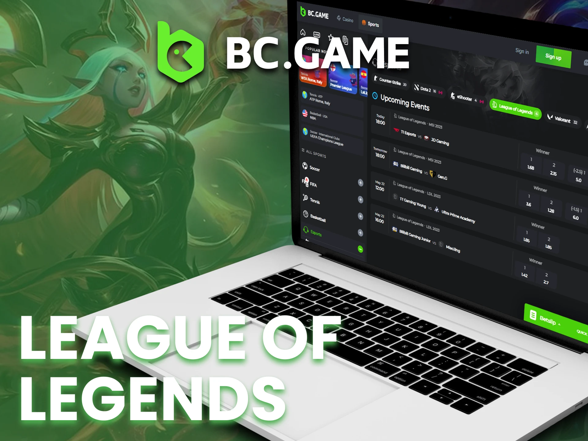 Bet on matches of biggest League of Legends tournaments at BC Game.