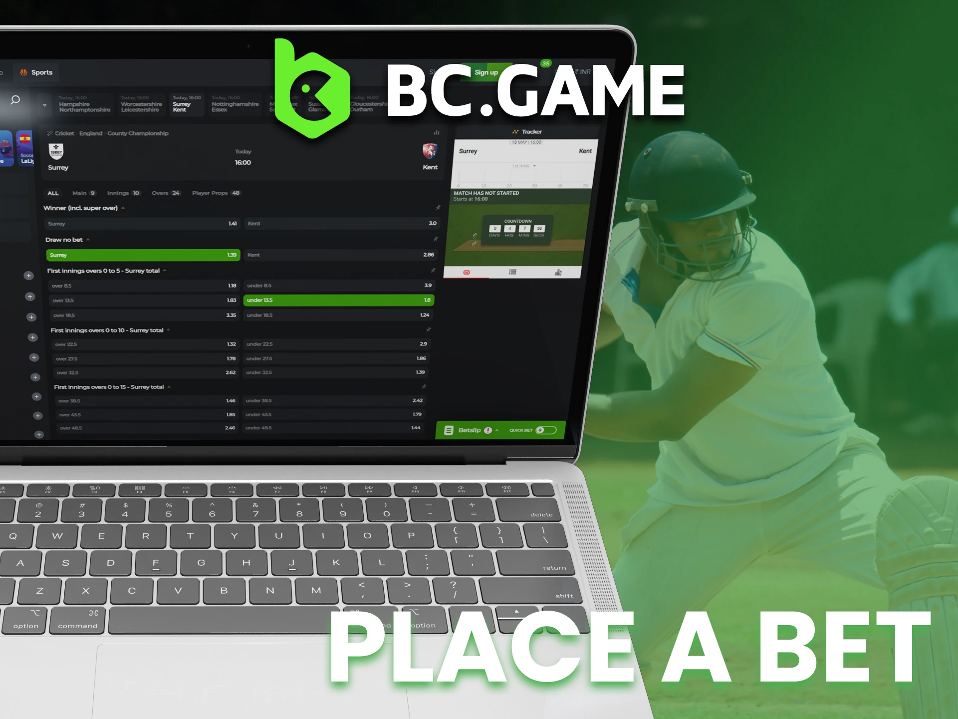 Create your own bet and place it on BC Game betting page.