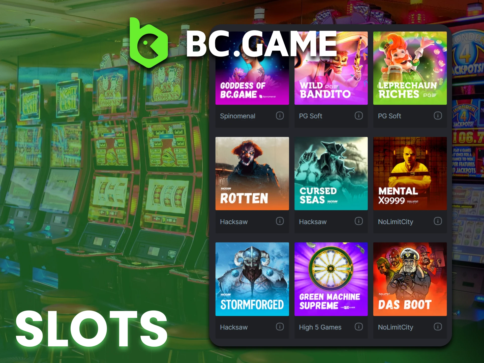 Search for your favourite slots on BC Game slots page.