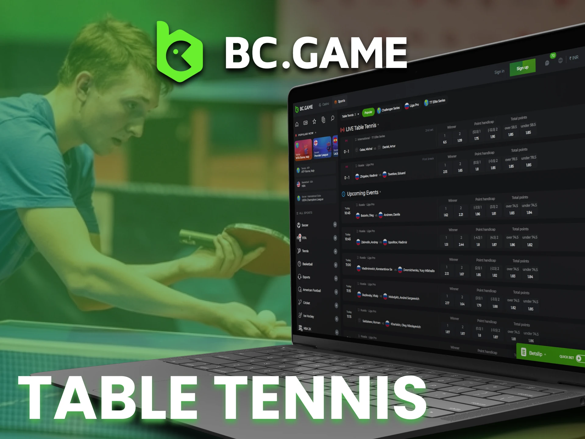 Watch table tennis games at BC Game.