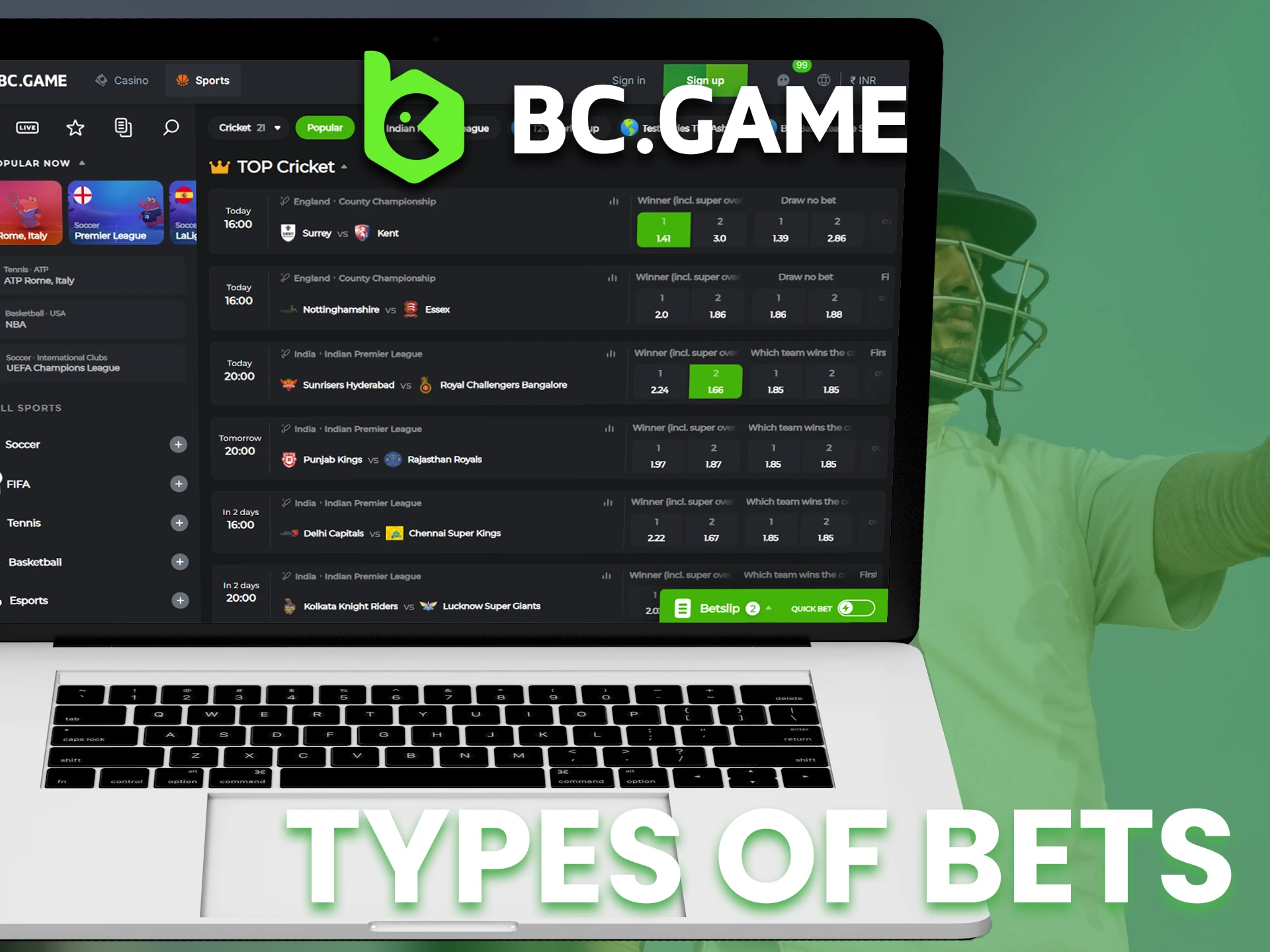 Choose any type of bet for making bet at BC Game.