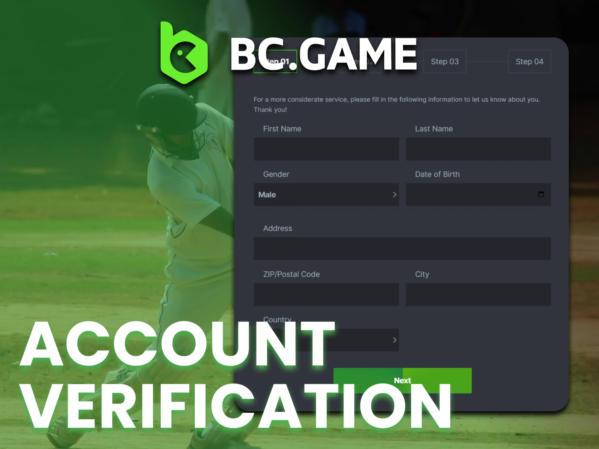 Verify your BC Game account by providing data.