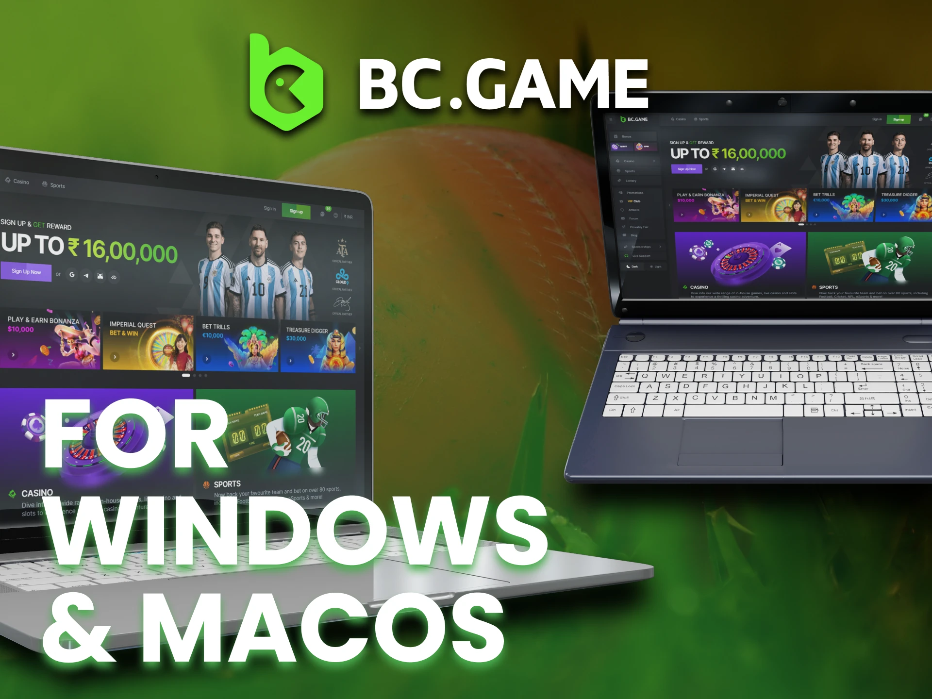 Download BC Game client on your PC.
