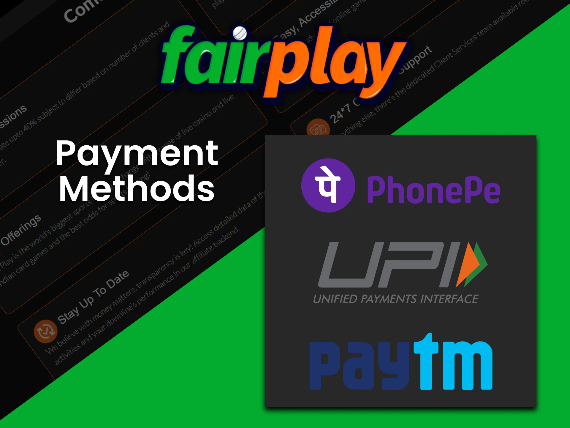 Choose your favorite payment method to use at Fairplay.
