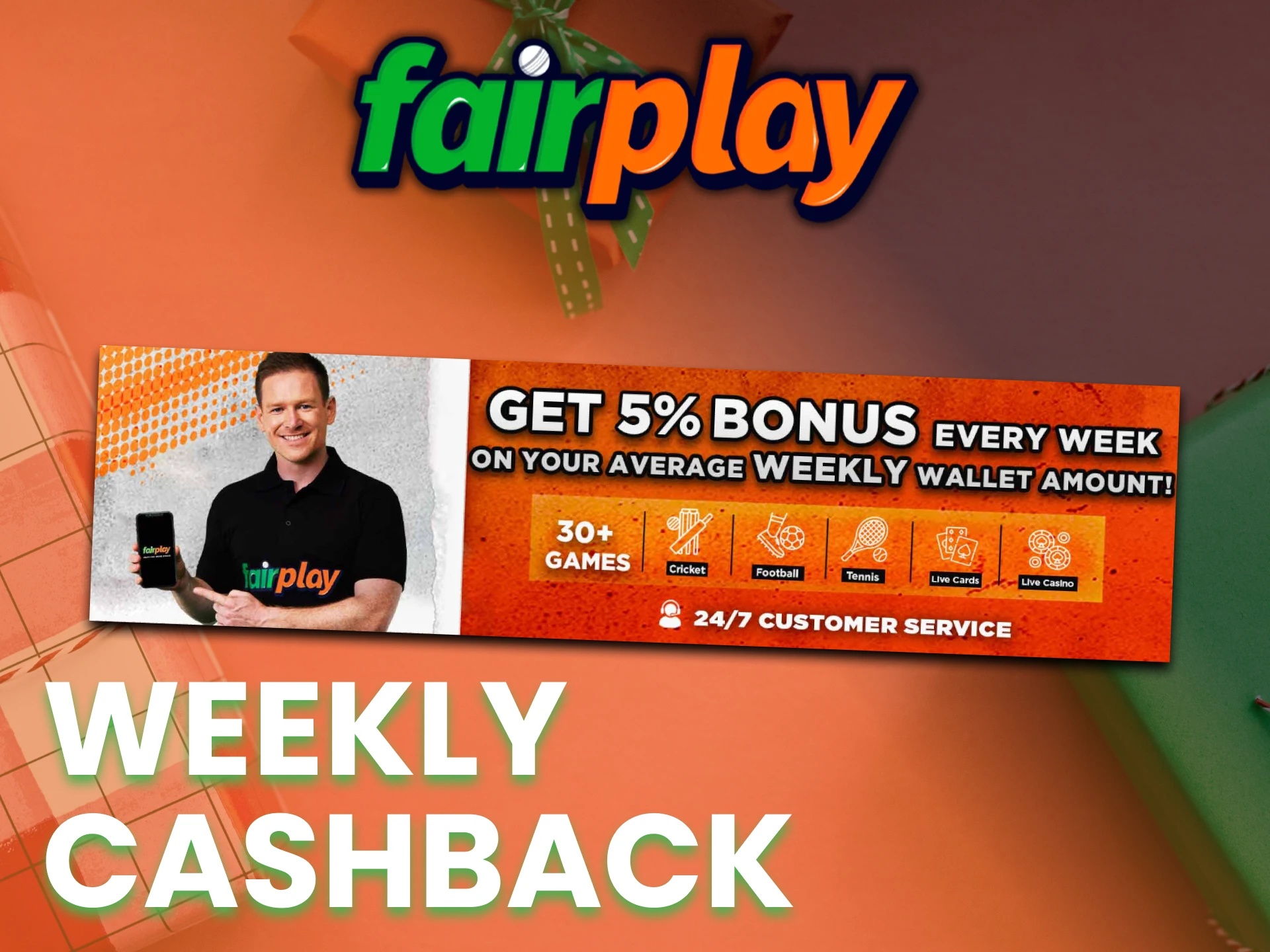 Get cashback money after each bet at Fairplay.