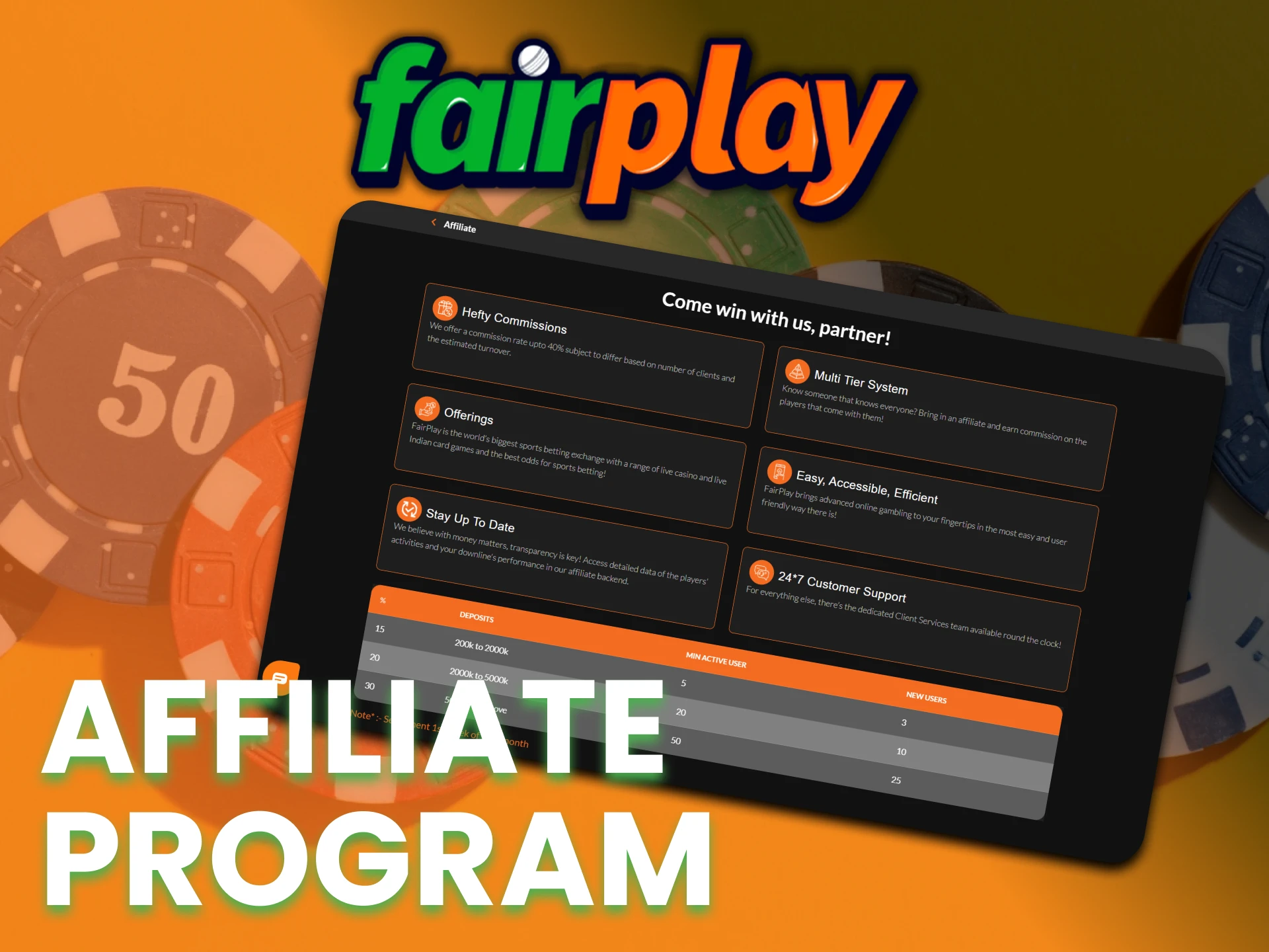 Join the Fairplay affiliate program to get more profit.