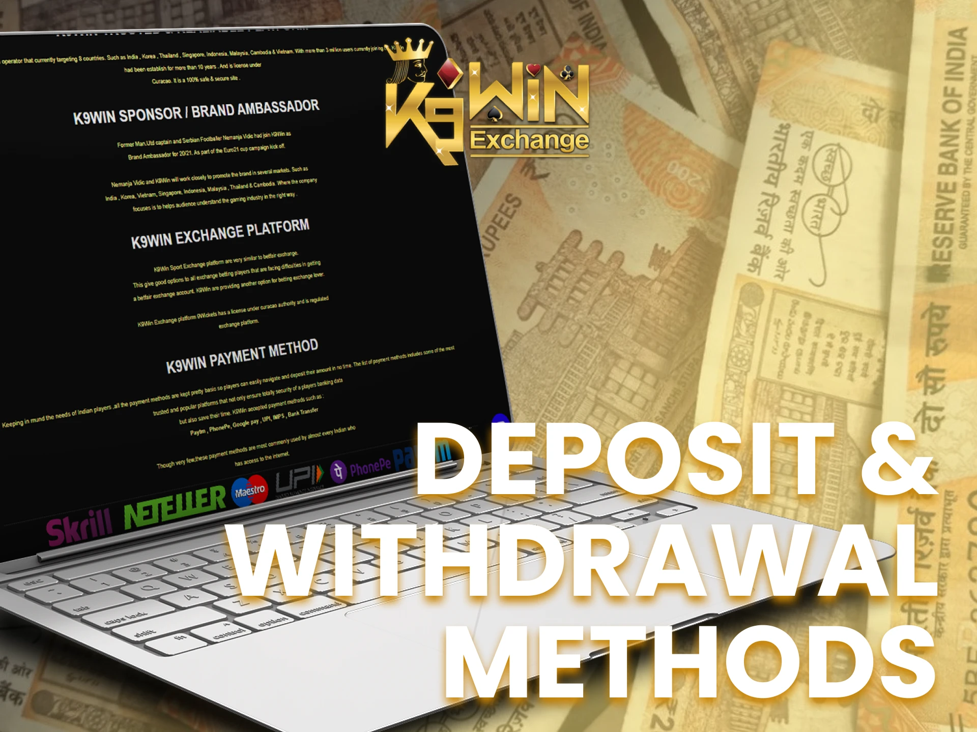 Deposit and withdraw money at K9Win without any problems.
