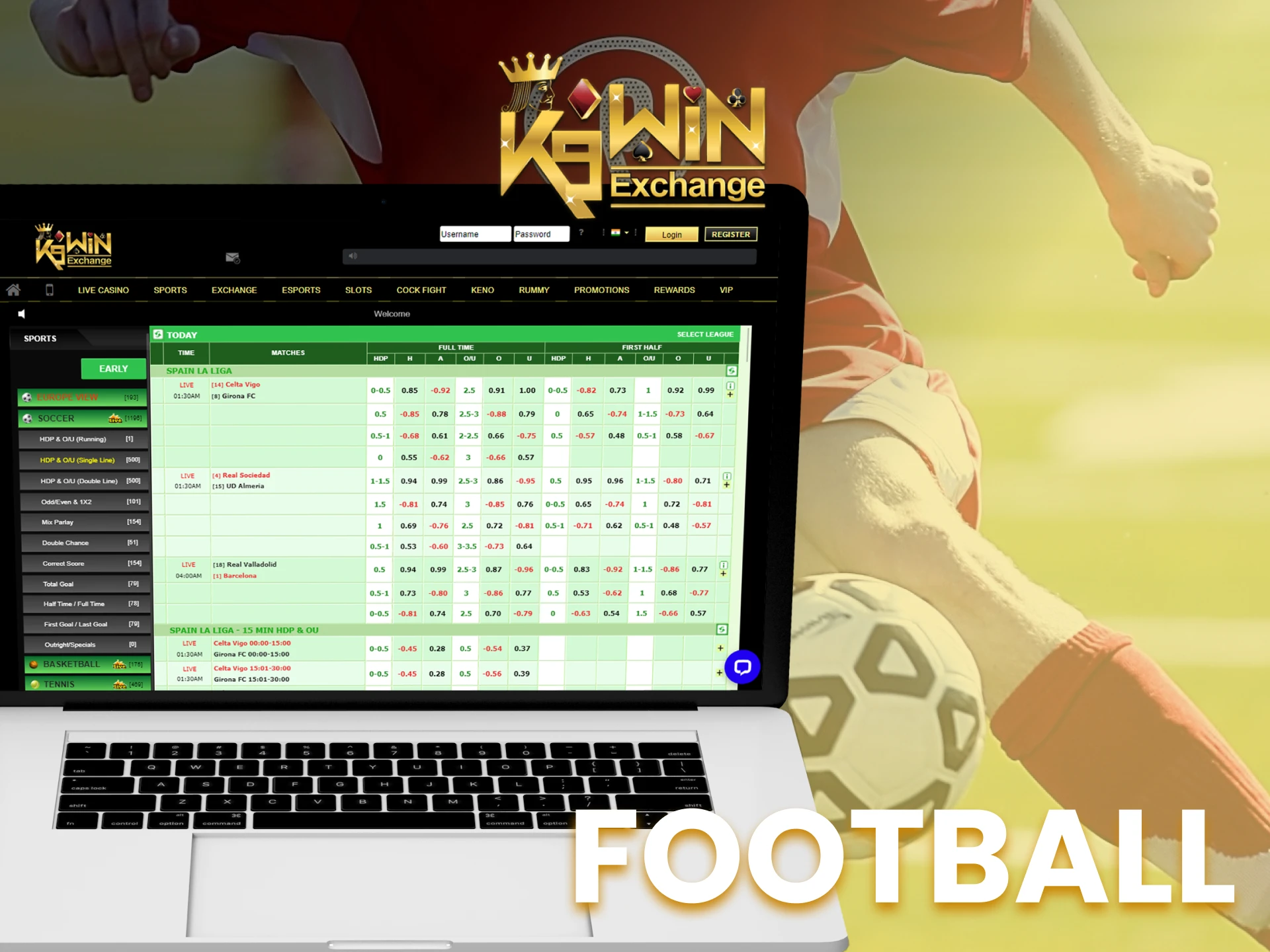 Win money by making bets on the football games at K9Win.