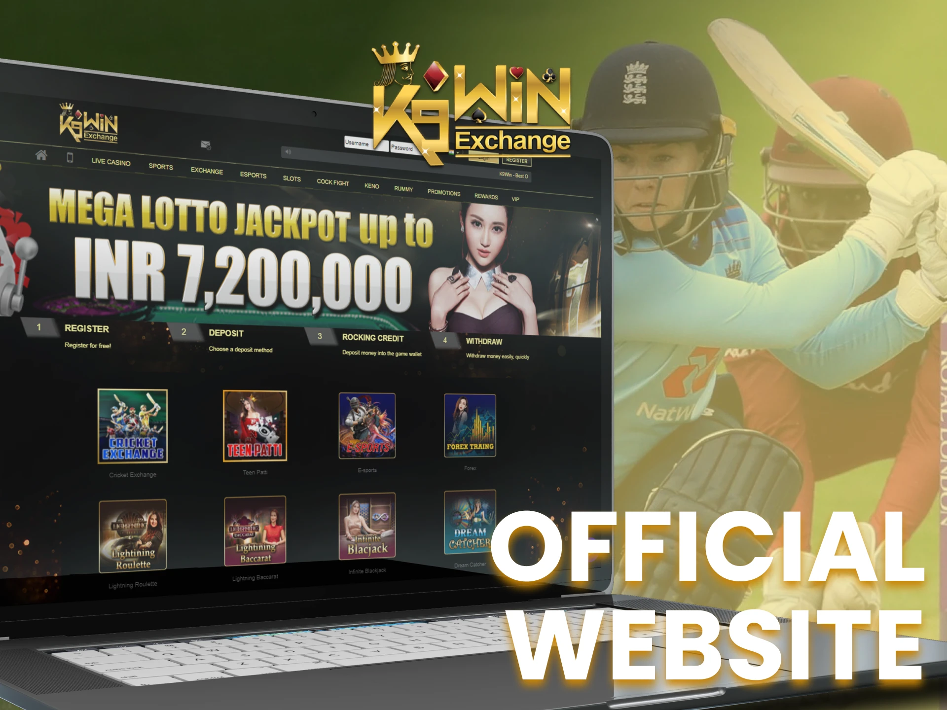 Start betting by visiting K9Win's official website.