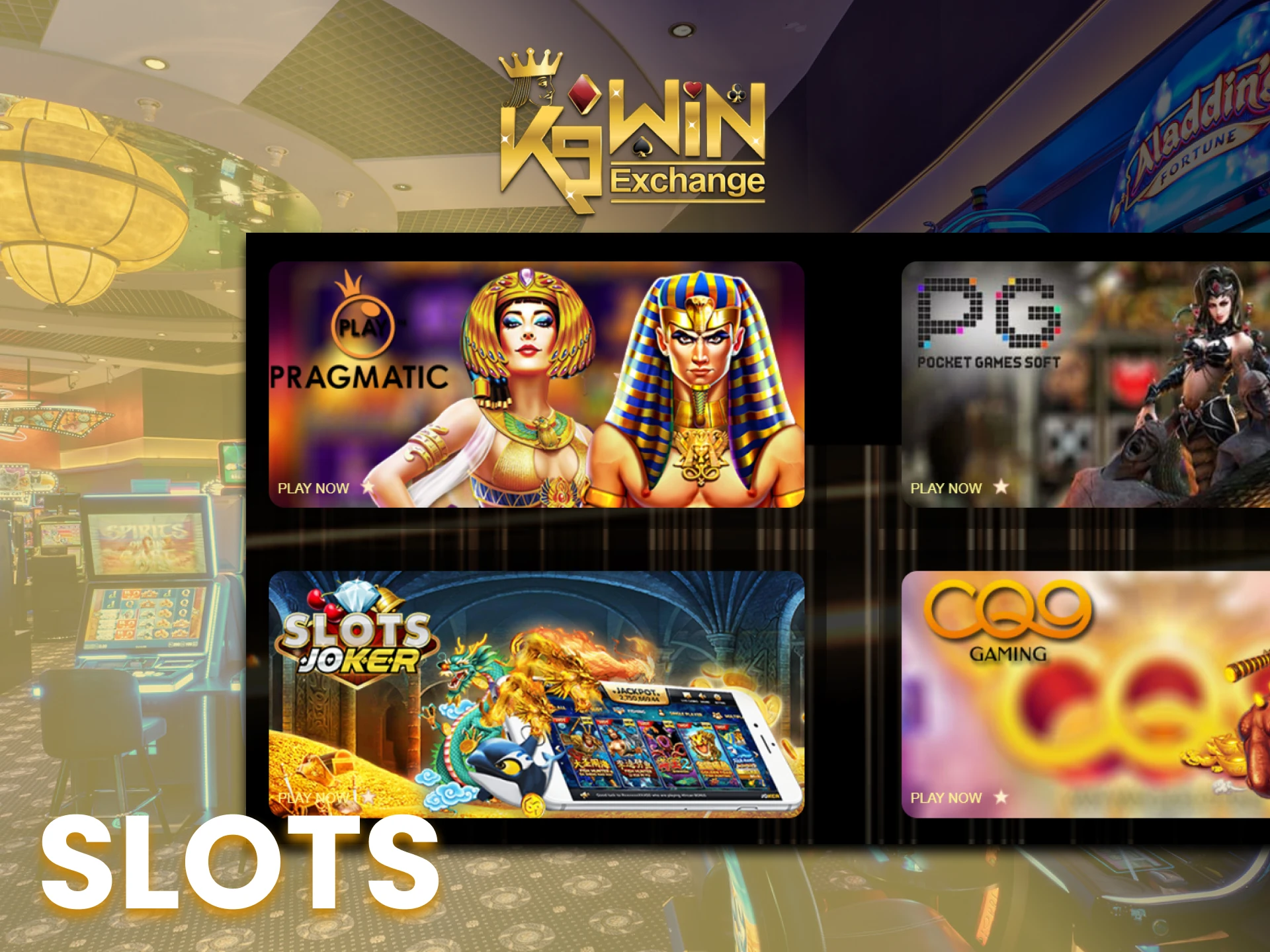 Search for your favourite slots at the K9Win casino.