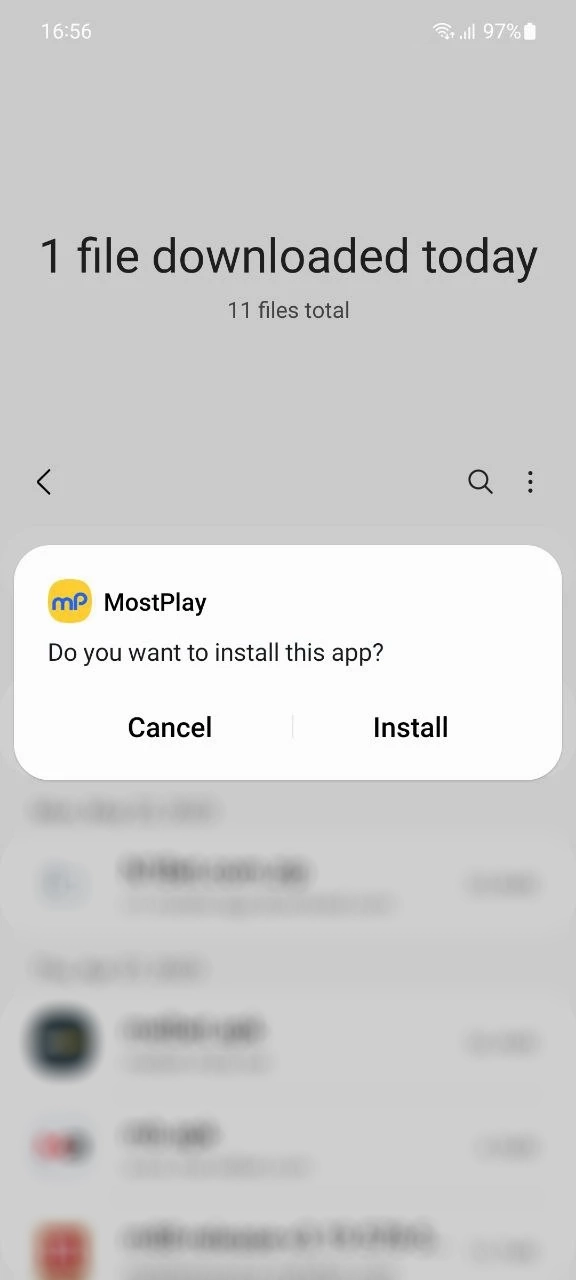 Start the installation of the Mostplay app.