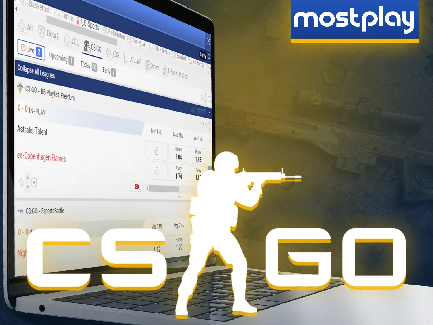 CS:GO is a great esports discipline for betting on at Mostplay.