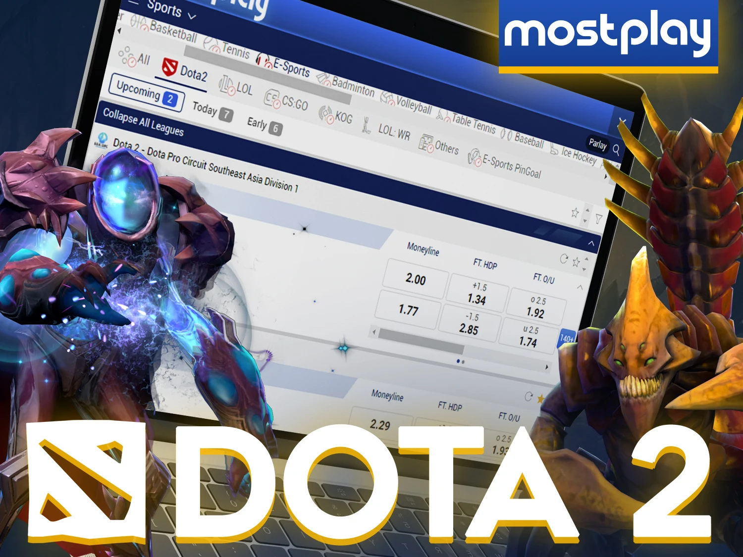 Bet on the matches of the biggest Dota 2 tournaments at Mostplay.