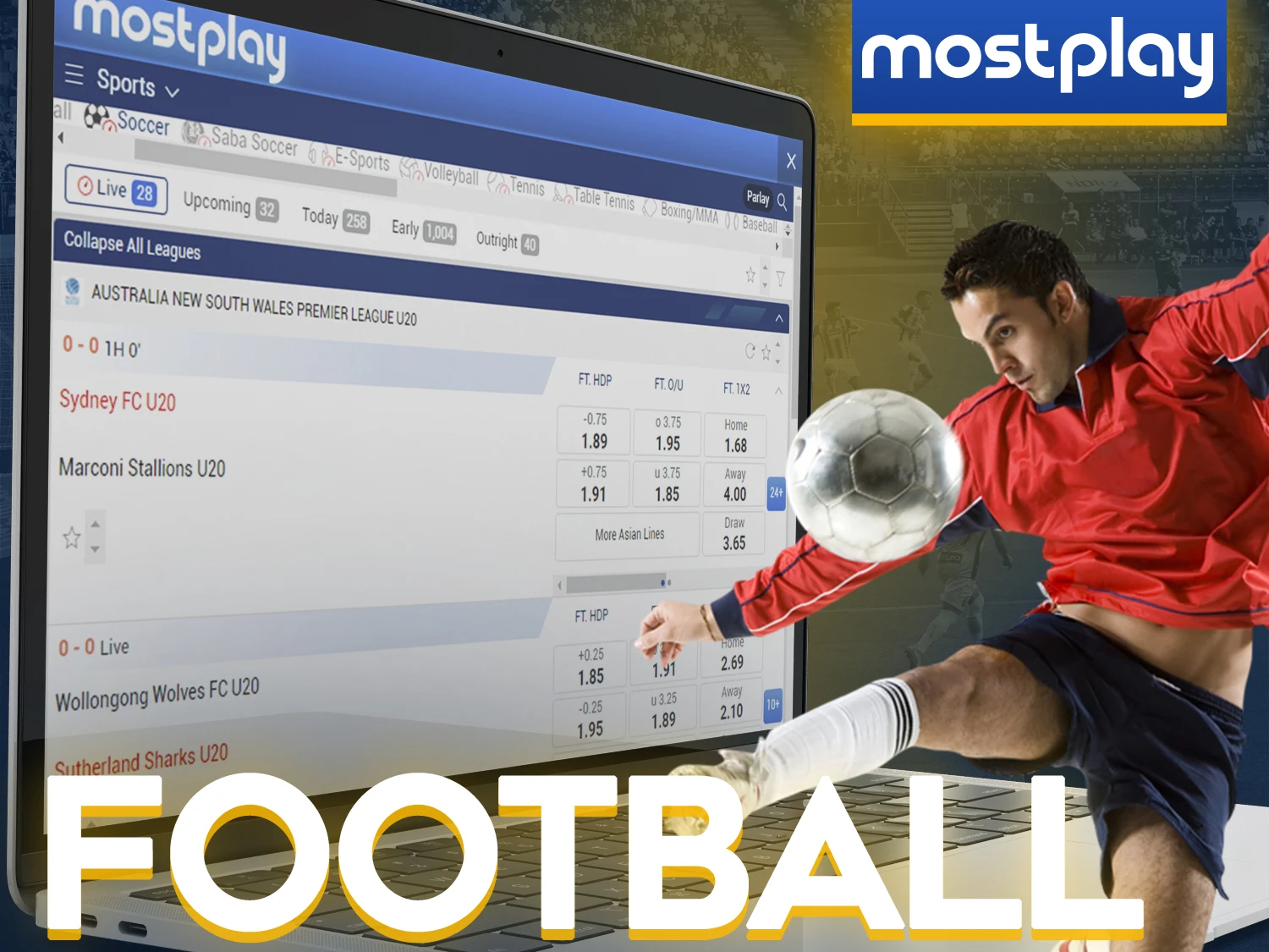 Bet on your favorite football teams at Mostplay.
