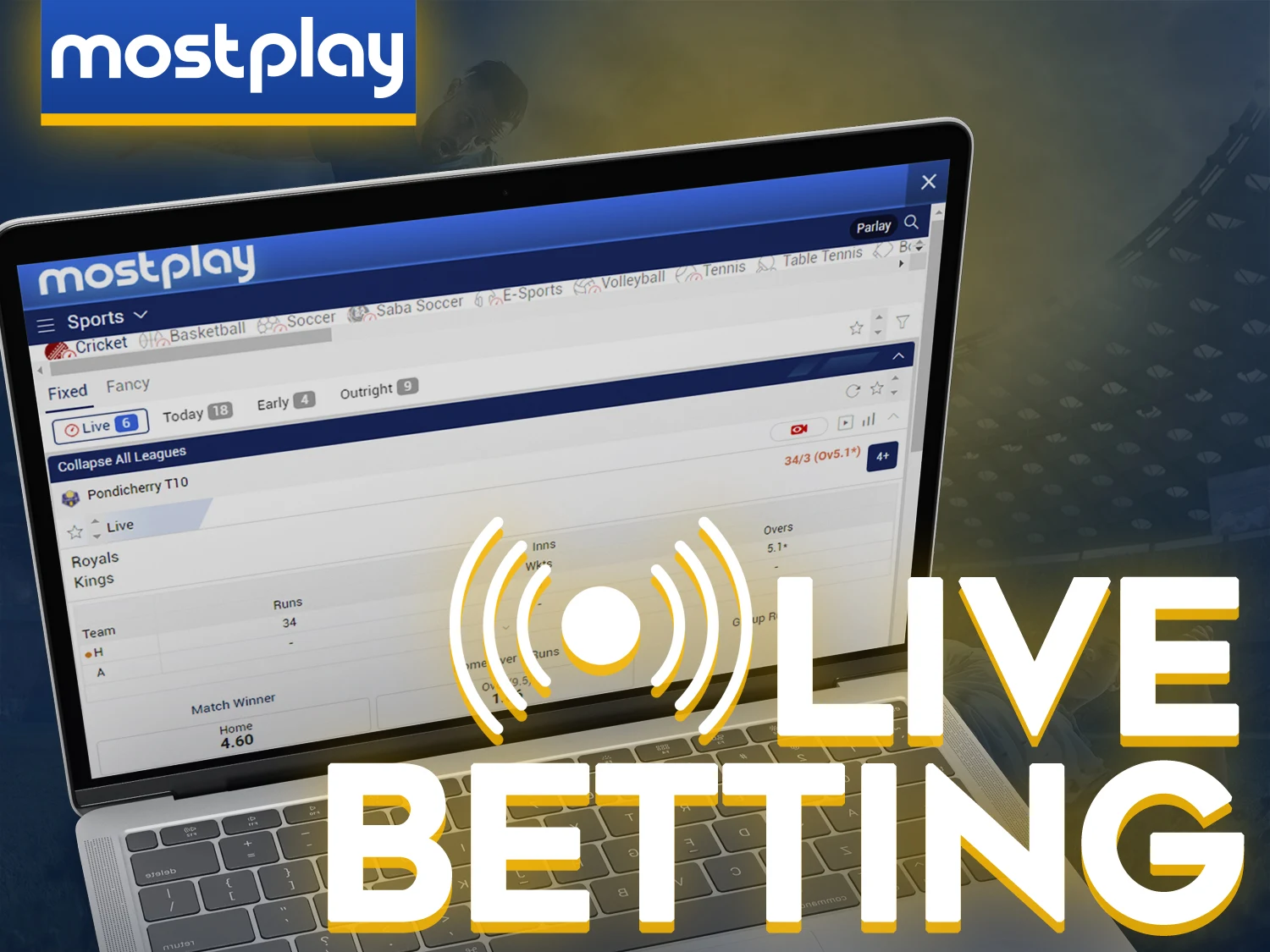 Make bets in a live format at Mostplay.
