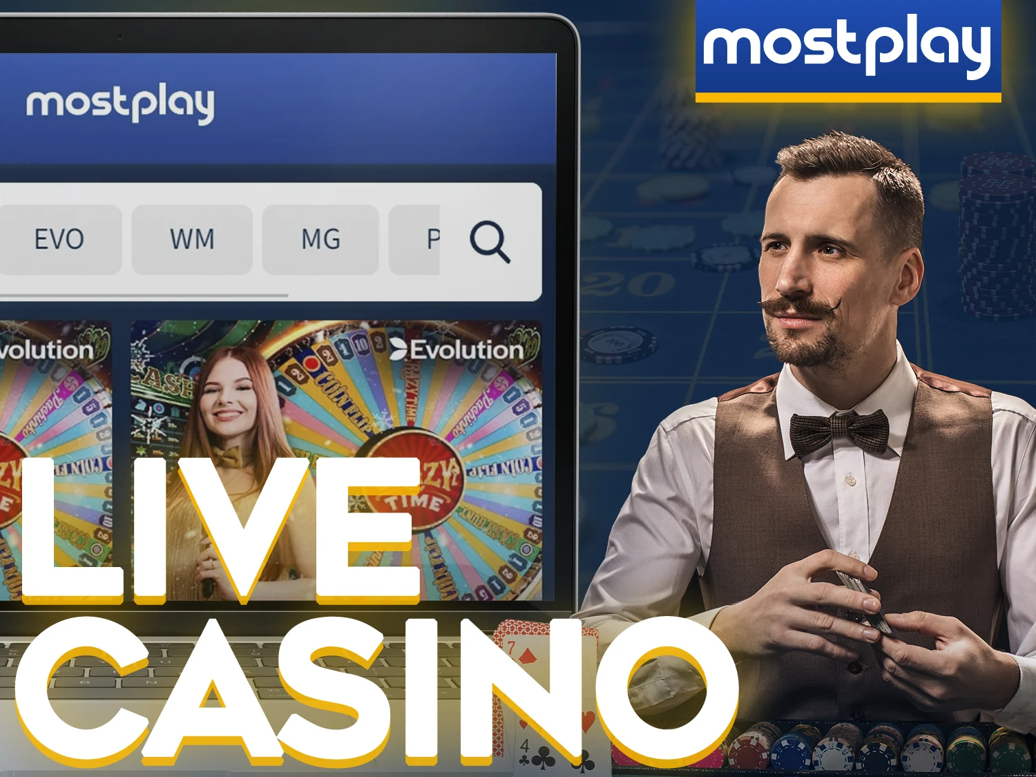 Play casino games at the Mostplay casino with real people.