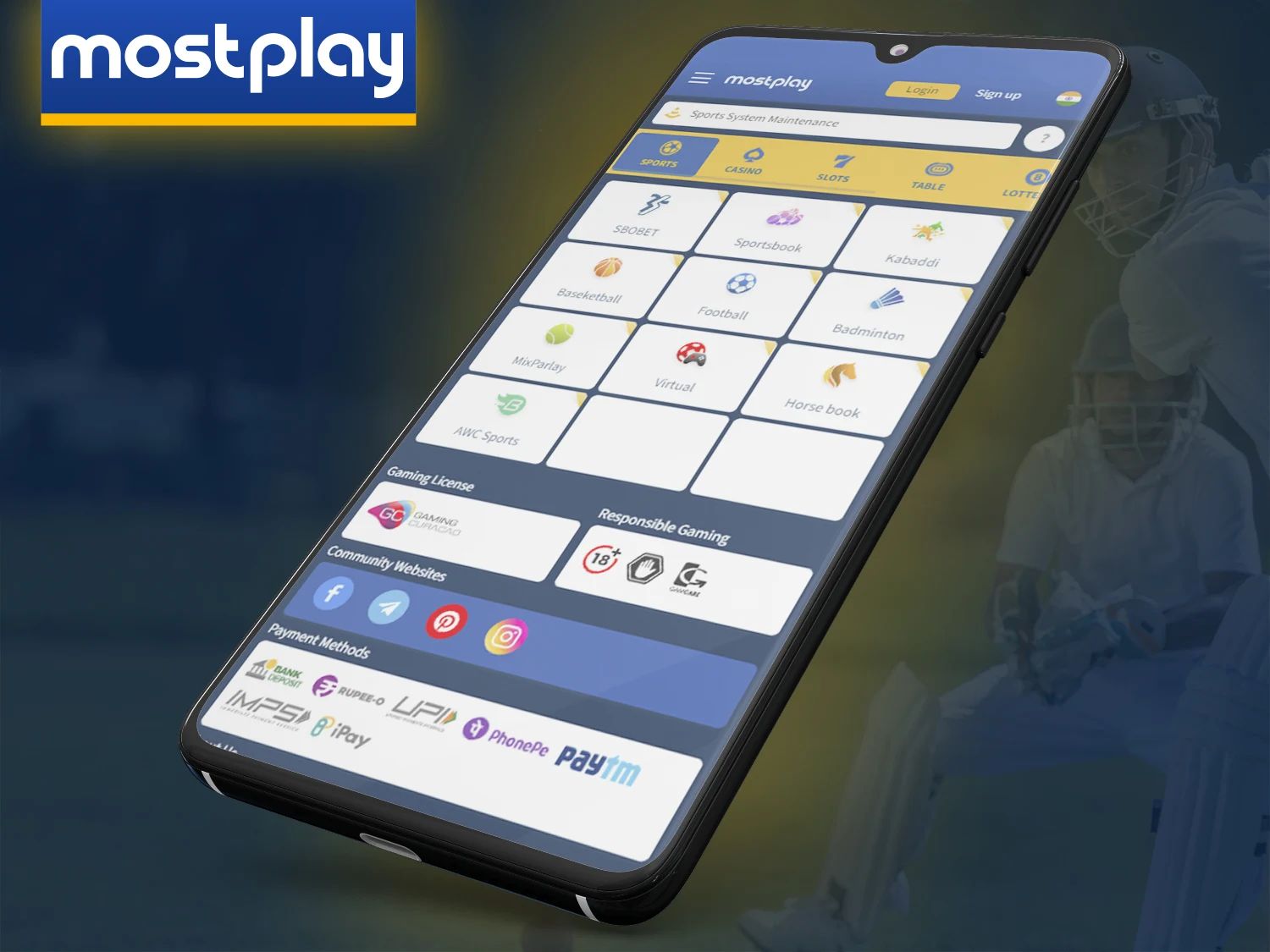 Use the mobile version of the Mostplay website on any mobile device.