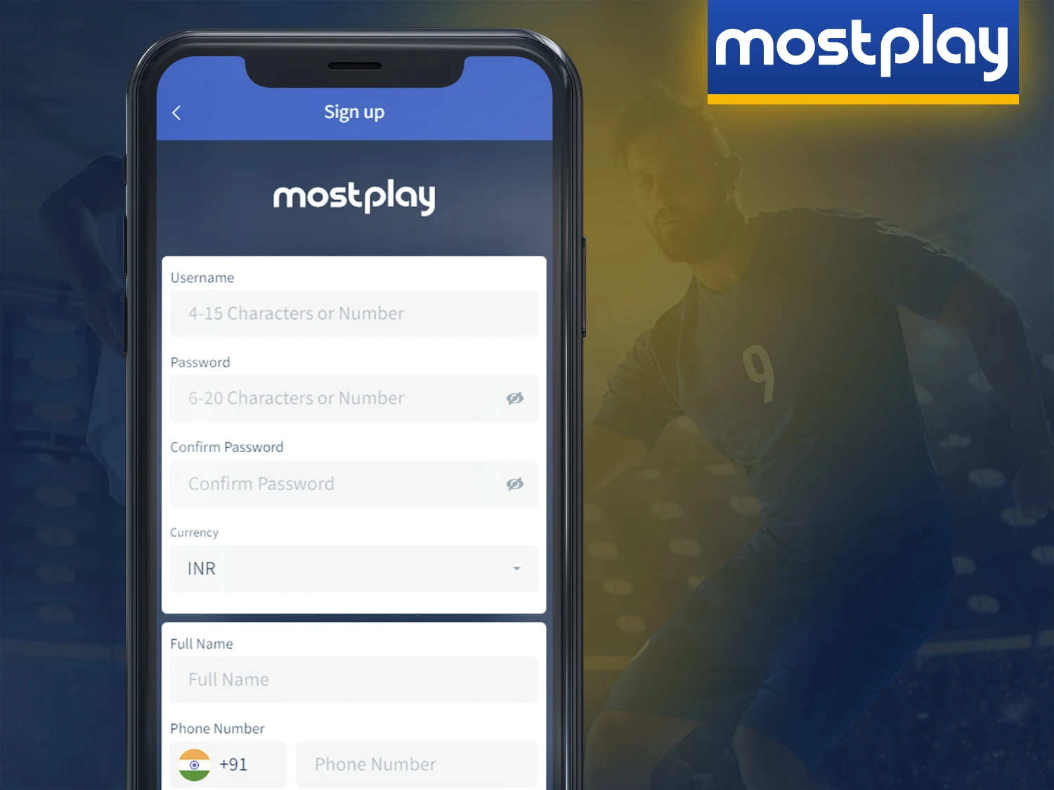 Make your own account on the Mostplay registration page.