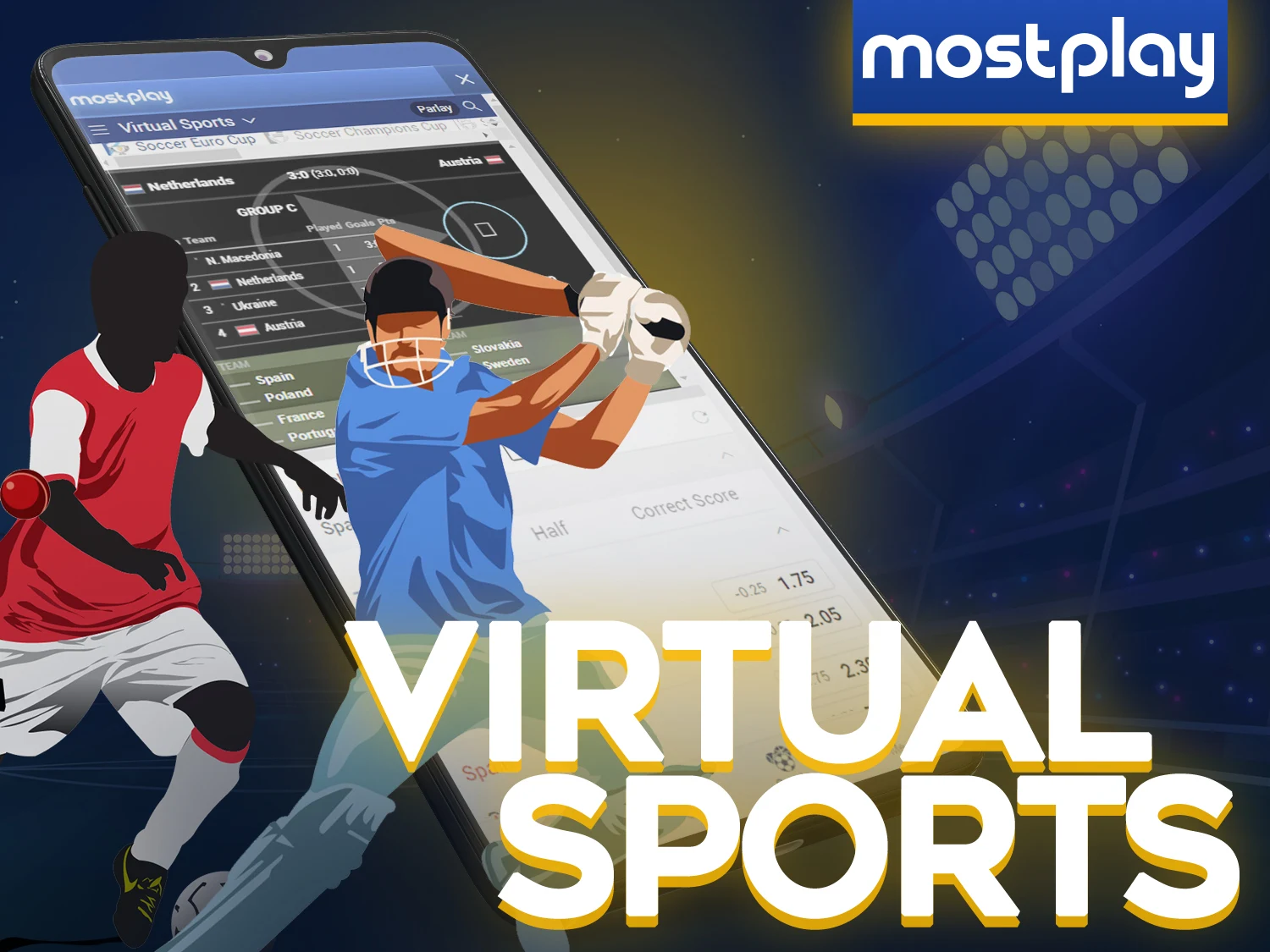 Bet on new exotic virtual sports on the Mostplay virtual sports page.